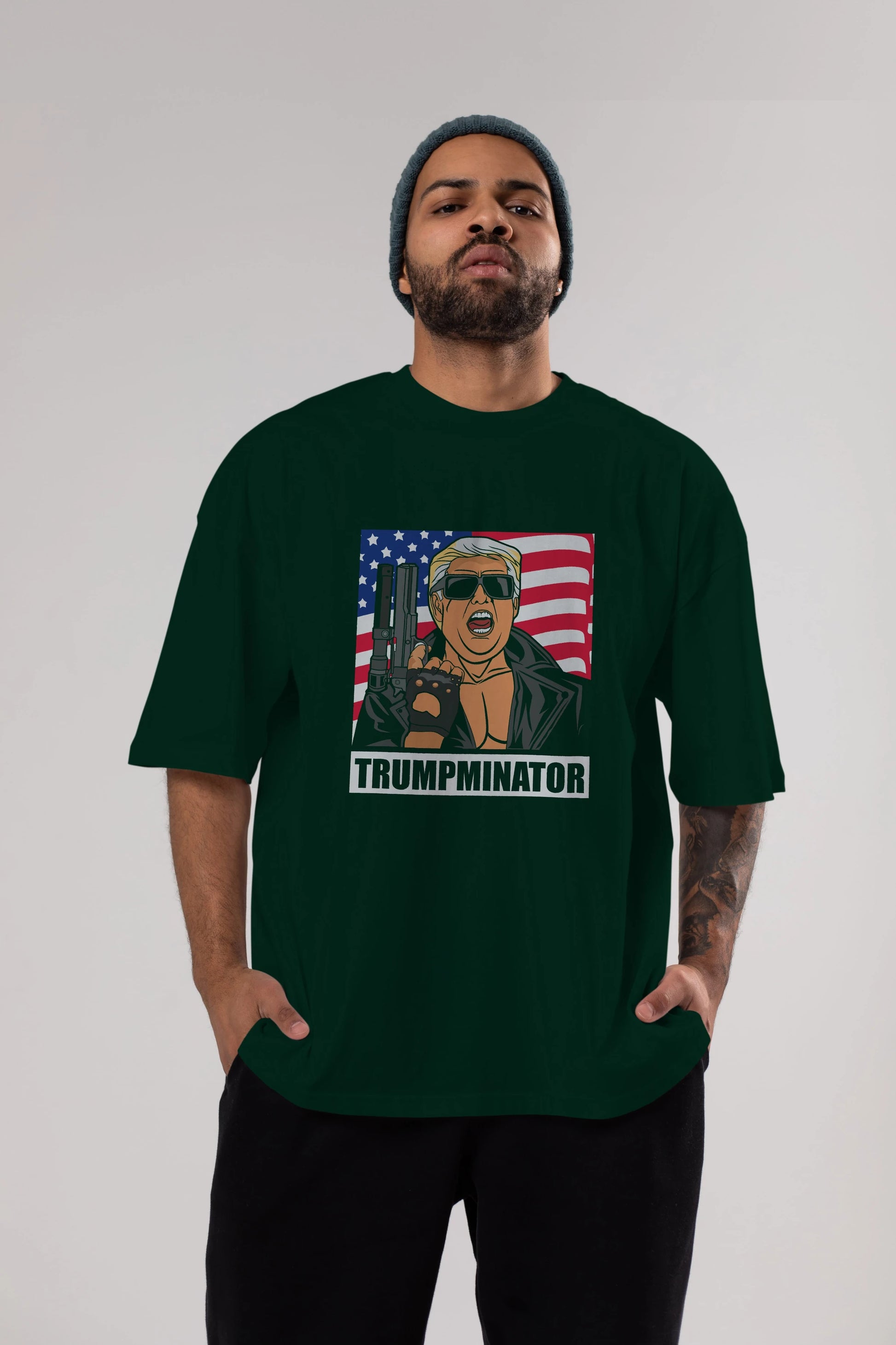Trumpminator Ön Baskılı Oversize t-shirt Erkek Kadın Unisex %100 Pamuk tişort