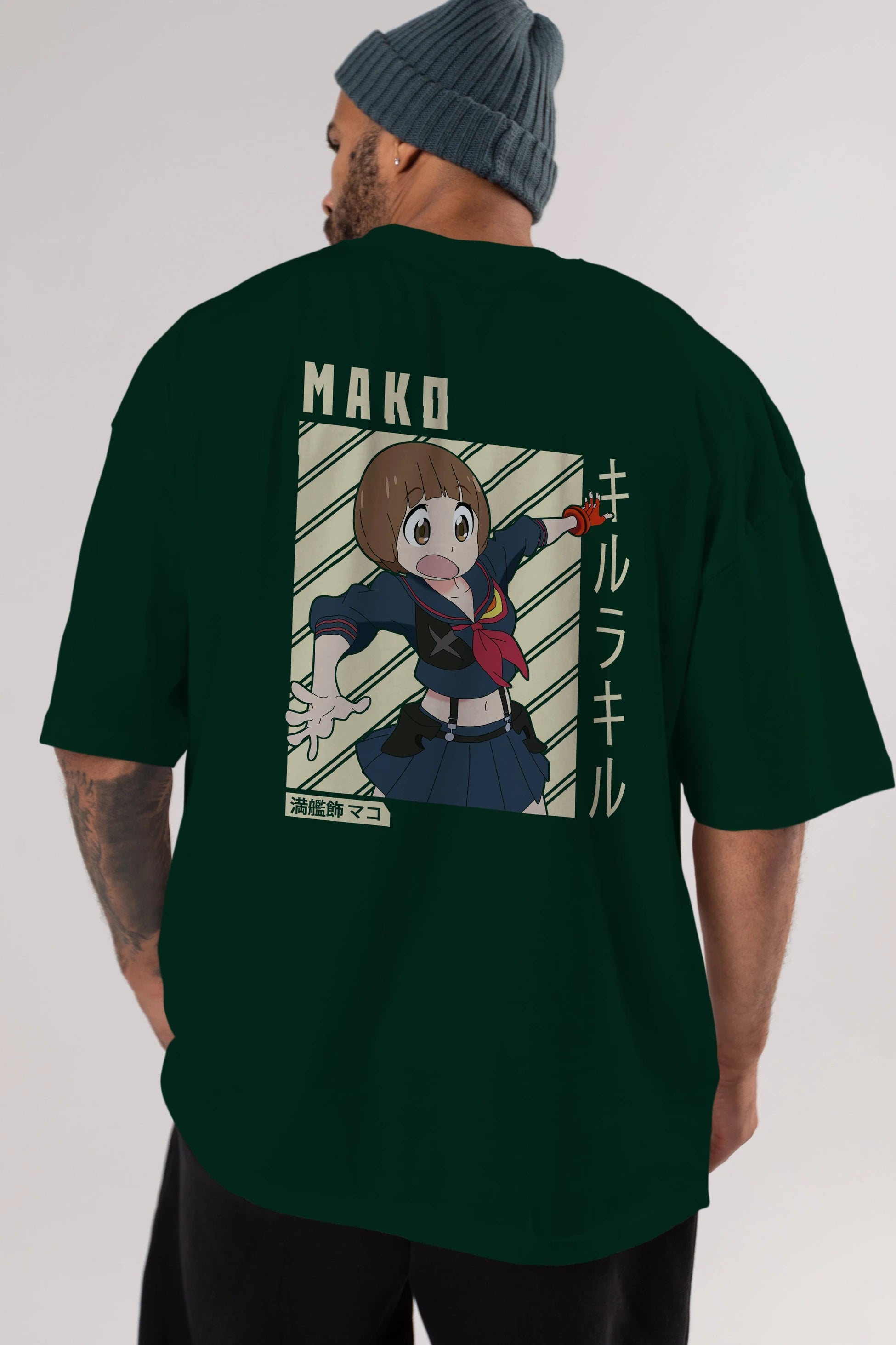Mako Mankanshoku 1 Anime Arka Baskılı Oversize t-shirt Erkek Kadın Unisex