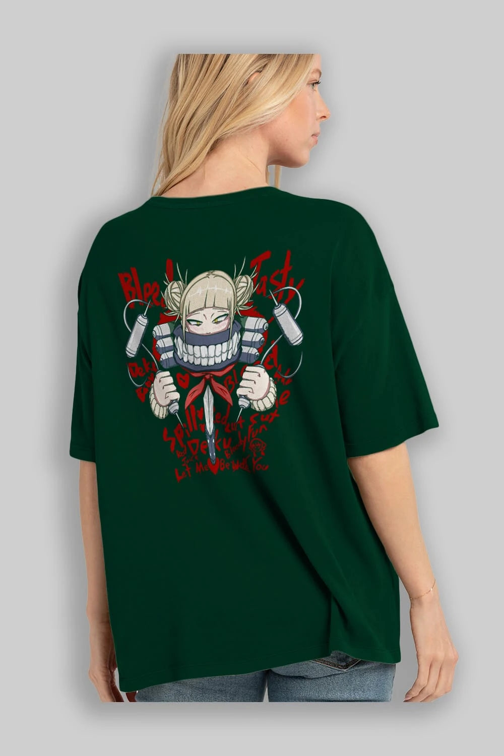Himiko Toga 1 Anime Arka Baskılı Oversize t-shirt Erkek Kadın Unisex