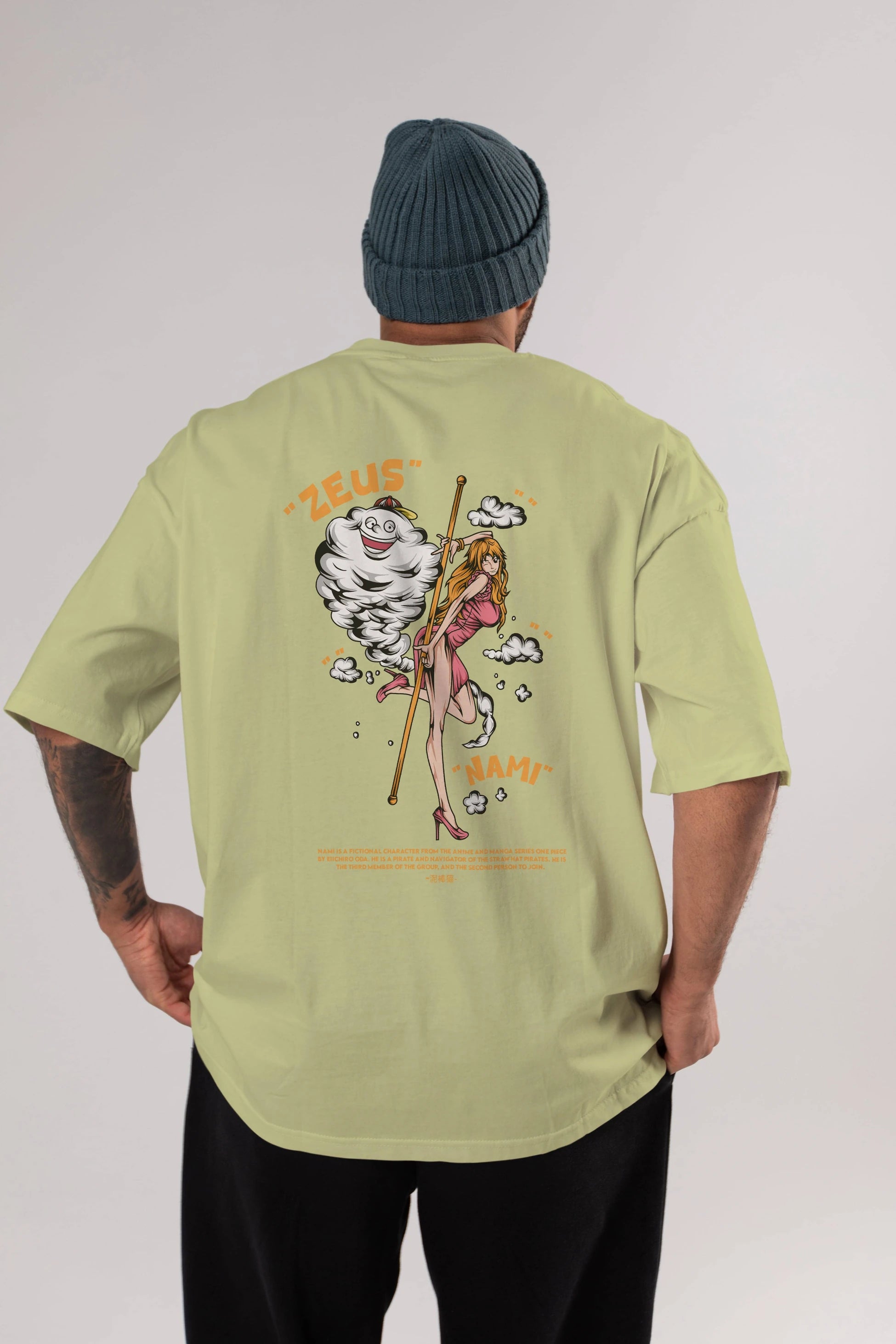 Zeus Nami Anime Arka Baskılı Oversize t-shirt Erkek Kadın Unisex