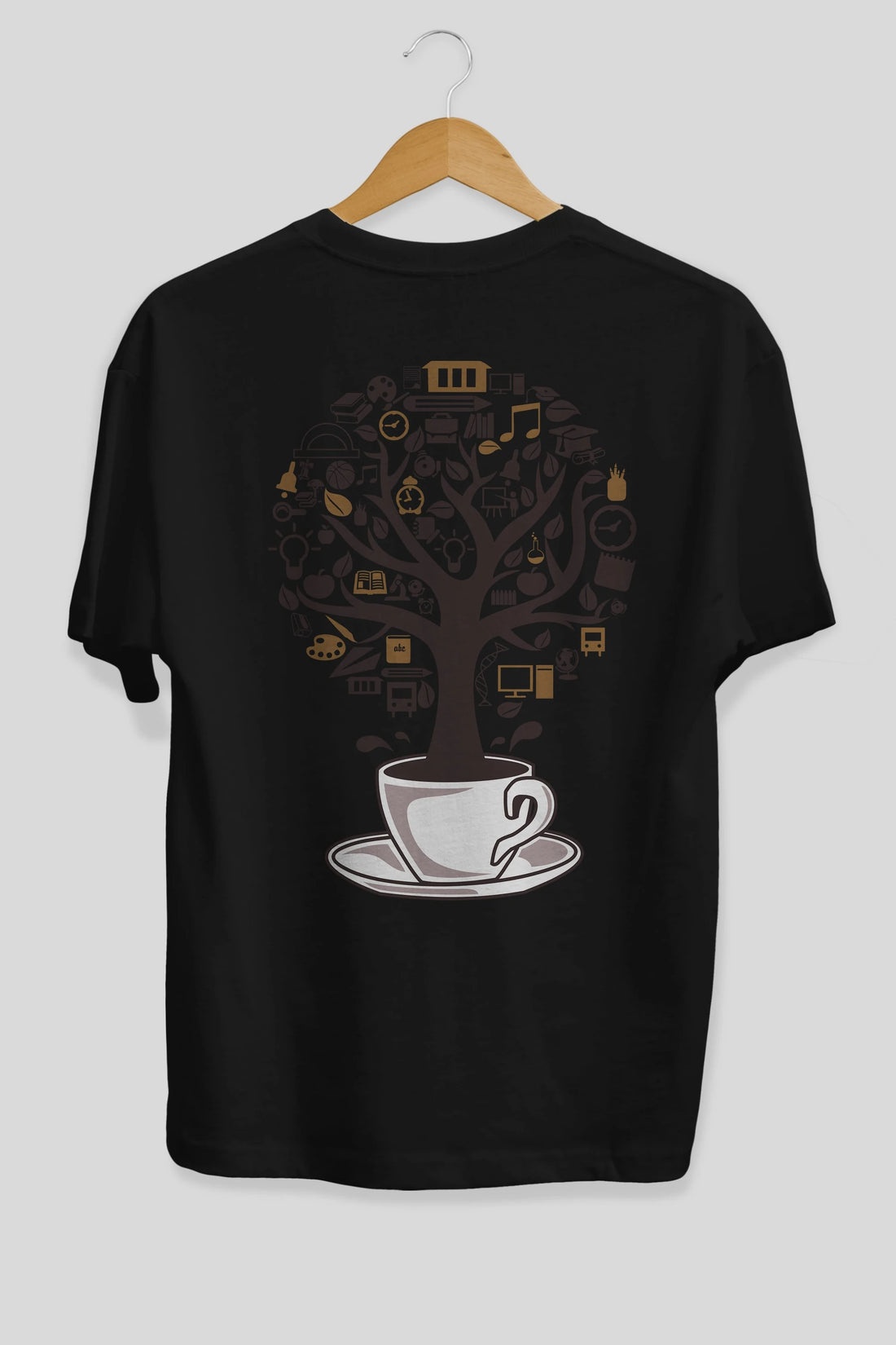 Coffee Tree Arka Baskılı Oversize t-shirt %100 pamuk Erkek Kadın Unisex