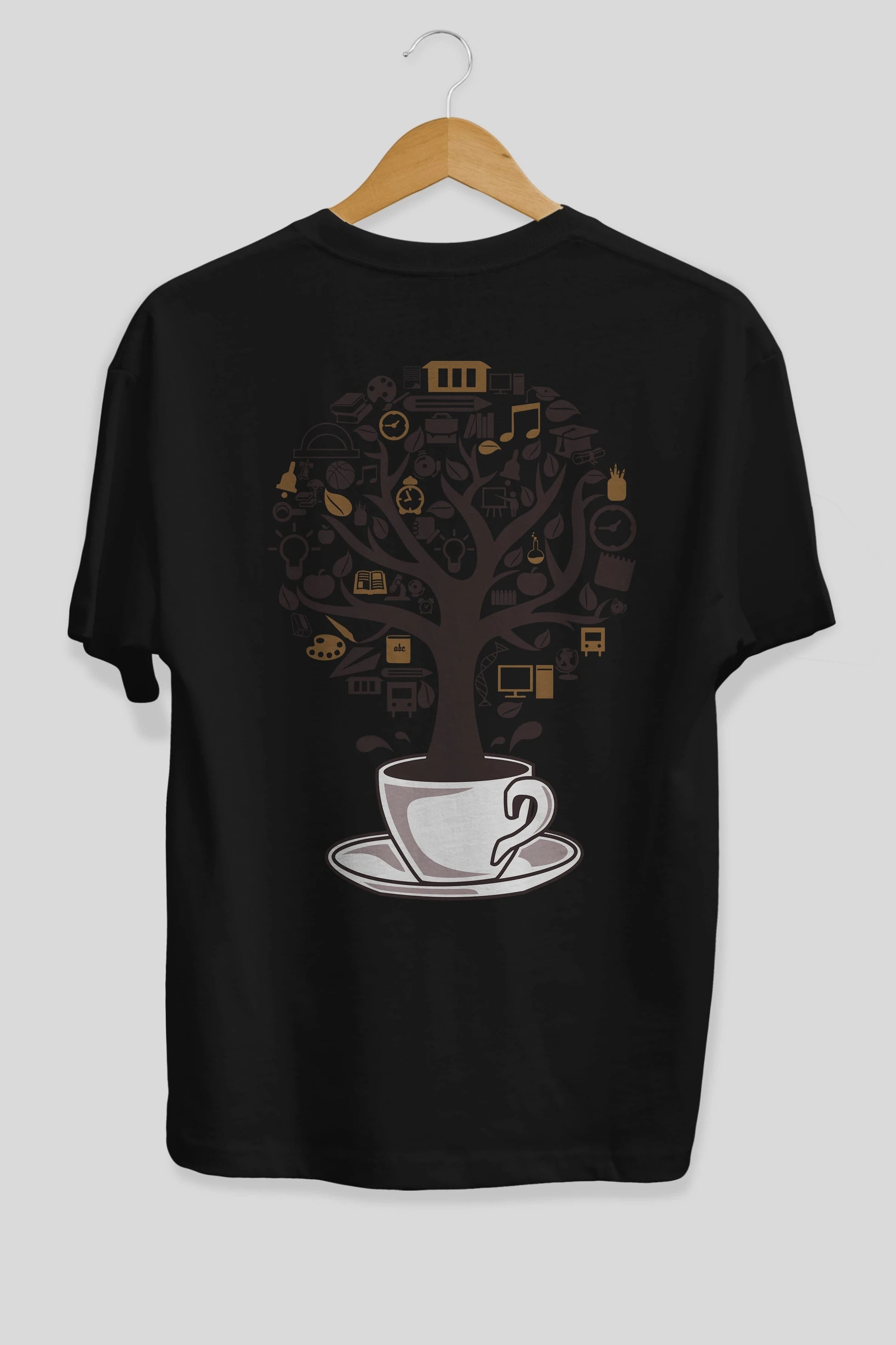 Coffee Tree Arka Baskılı Oversize t-shirt %100 pamuk Erkek Kadın Unisex