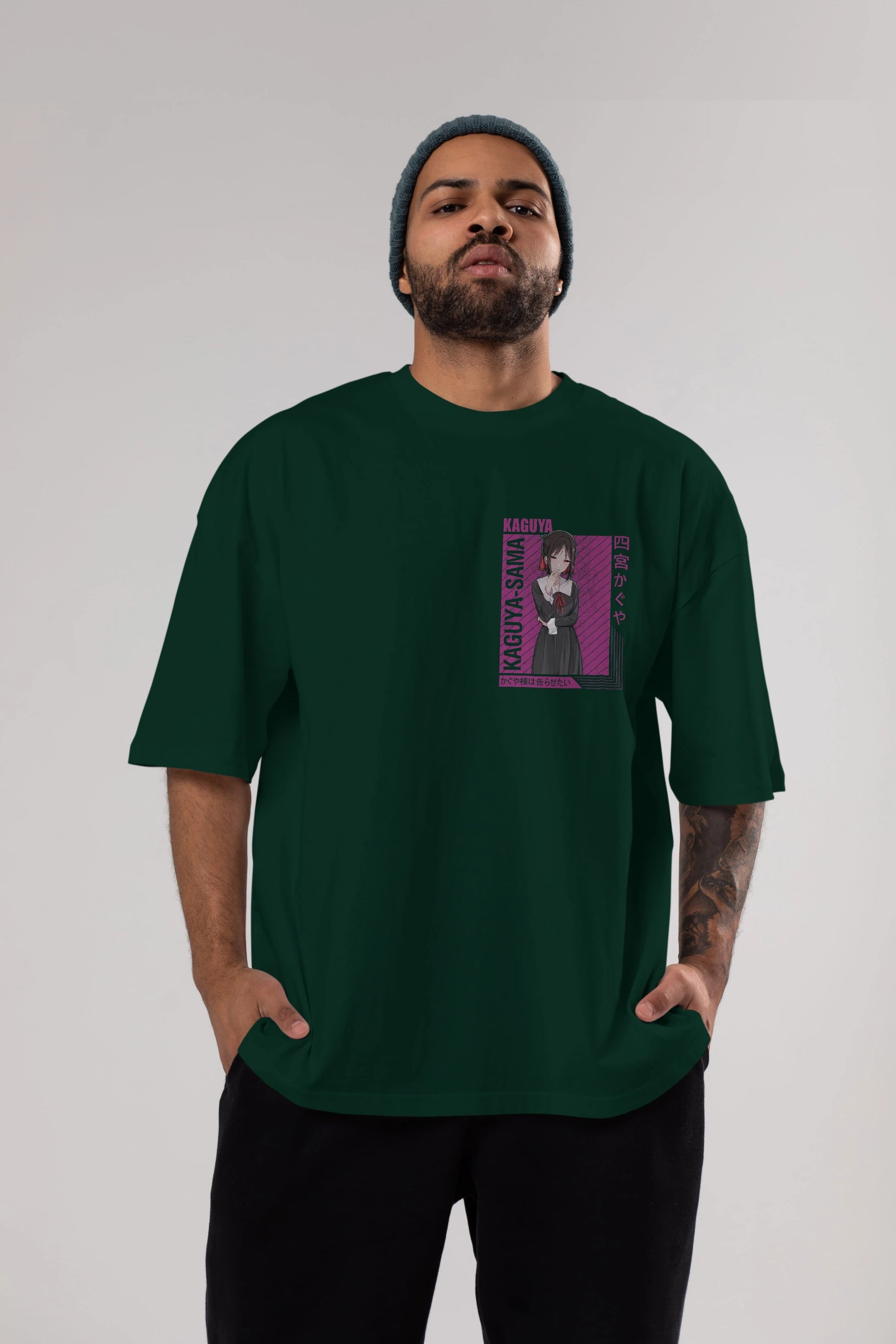 Kaguya Shinomiya 4 1 Ön Sol Baskılı Oversize t-shirt Erkek Kadın Unisex %100 Pamuk Bisiklet Yaka tişort