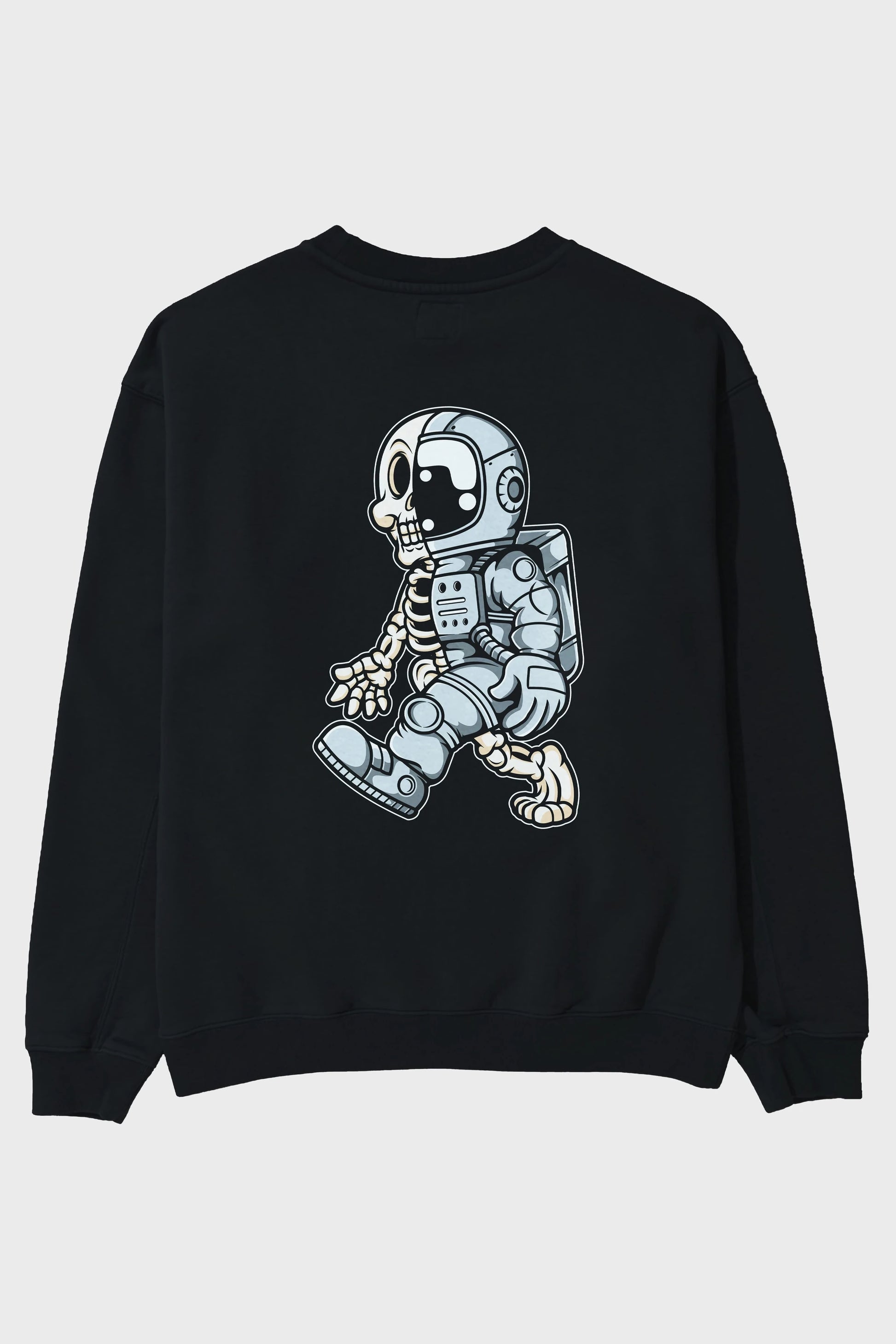 Astronaut Half Skull Arka Baskılı Oversize Sweatshirt Erkek Kadın Unisex