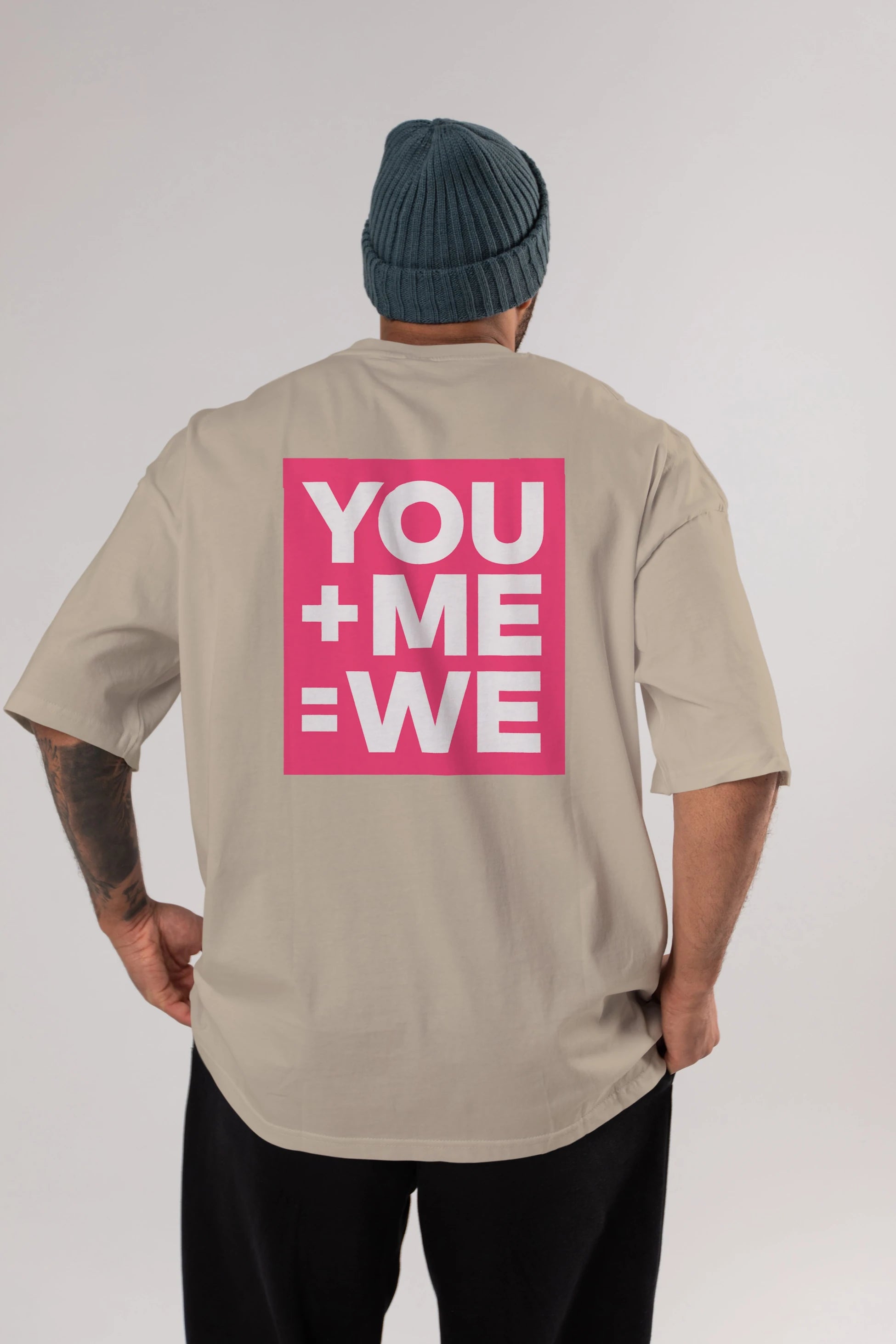 You Me We Yazılı Arka Baskılı Oversize t-shirt Erkek Kadın Unisex