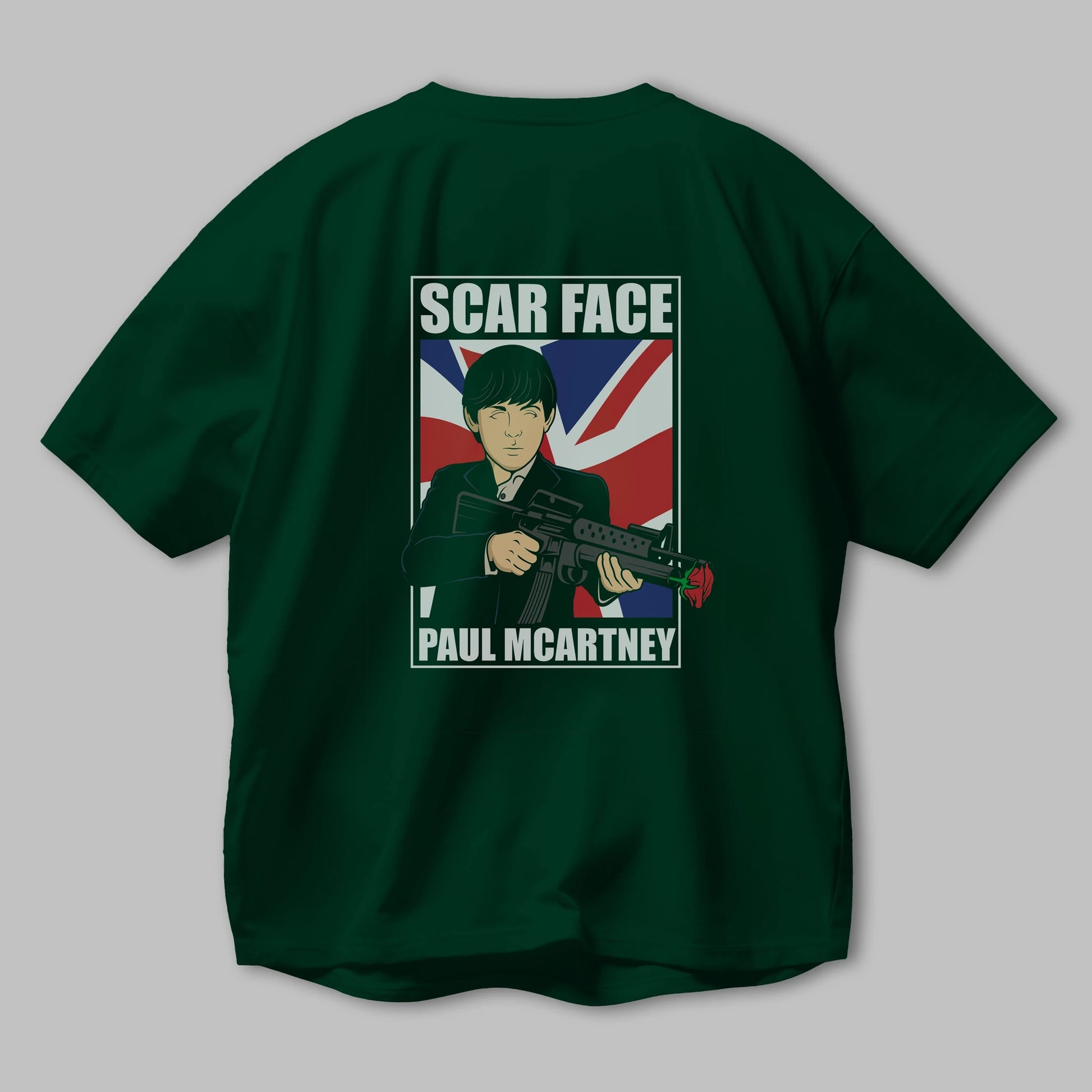 Paul Mccartney Scar Face Arka Baskılı Oversize t-shirt Erkek Kadın Unisex %100 Pamuk tişort