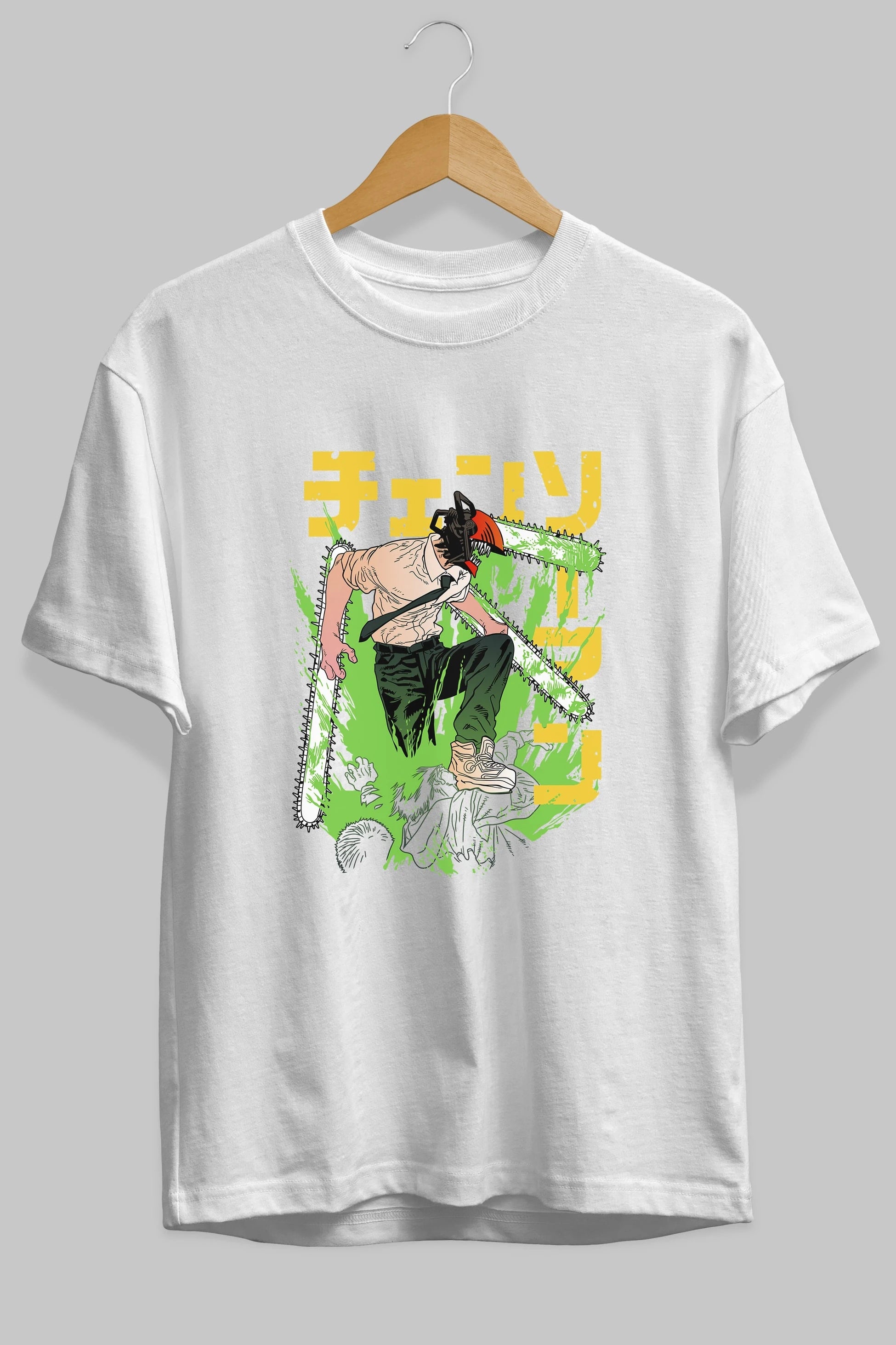 CHAINSAWMAN DENJI Anime Ön Baskılı Oversize t-shirt %100 pamuk Erkek Kadın Unisex