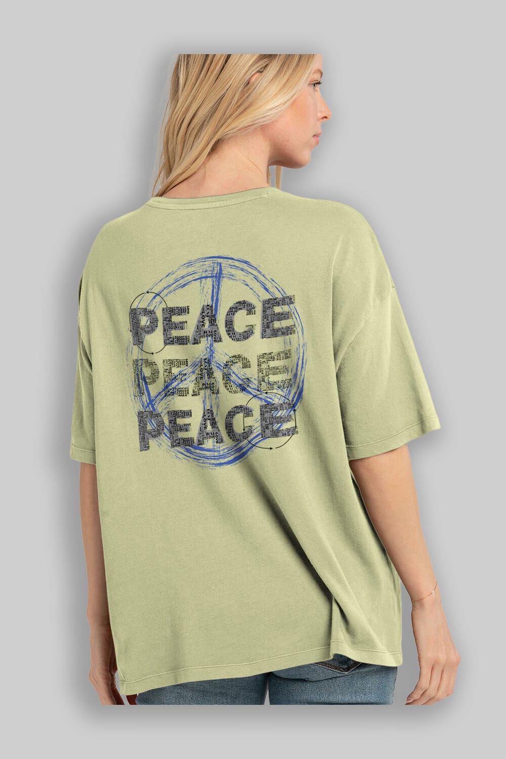 Peace Yazılı Arka Baskılı Oversize t-shirt Erkek Kadın Unisex