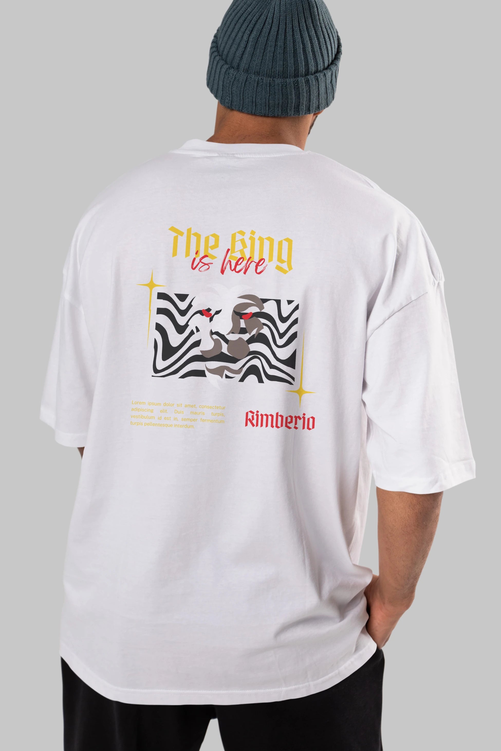 The King is Here Yazılı Arka Baskılı Oversize t-shirt Erkek Kadın Unisex