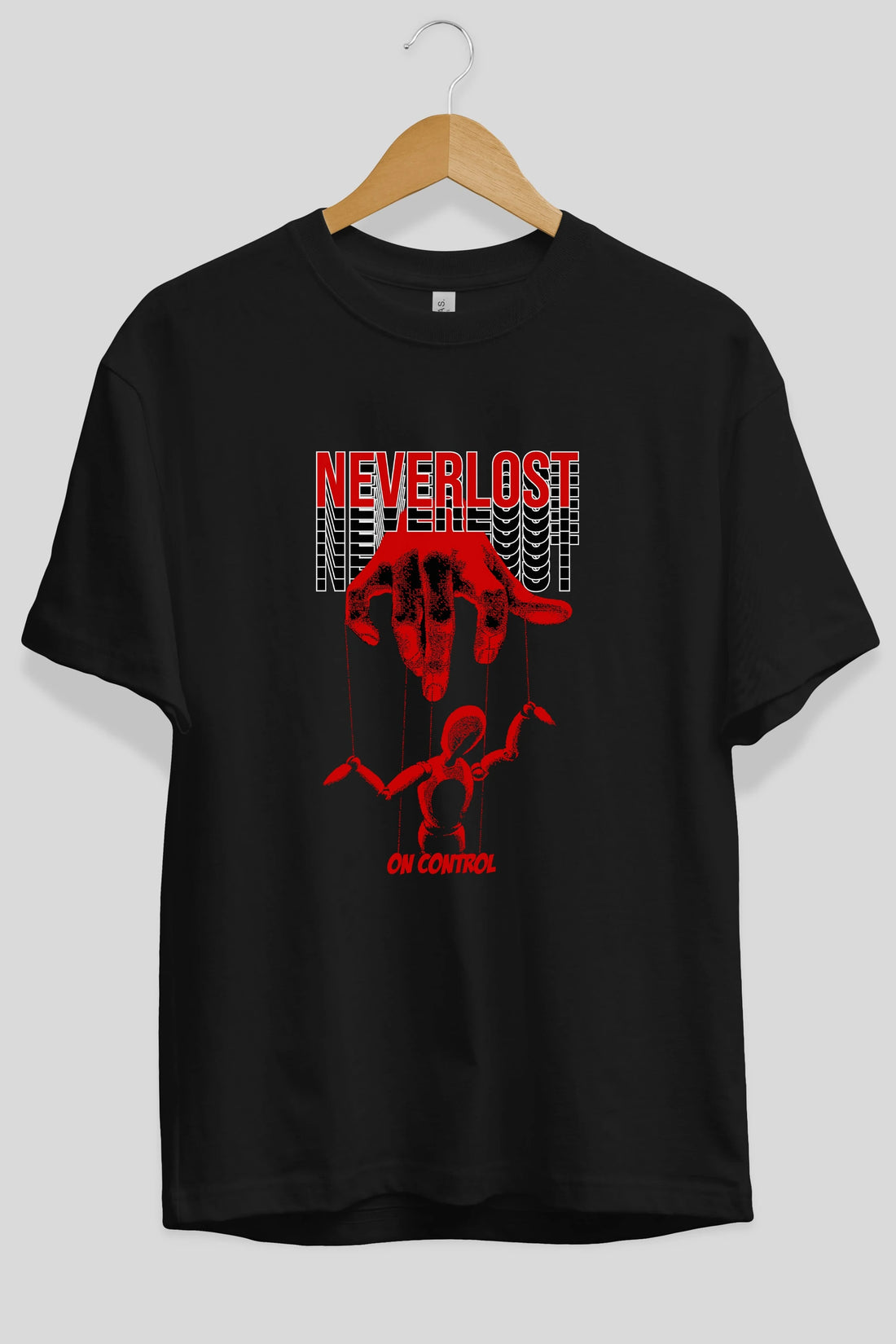 Neverlost on Control Ön Baskılı Oversize t-shirt Erkek Kadın Unisex