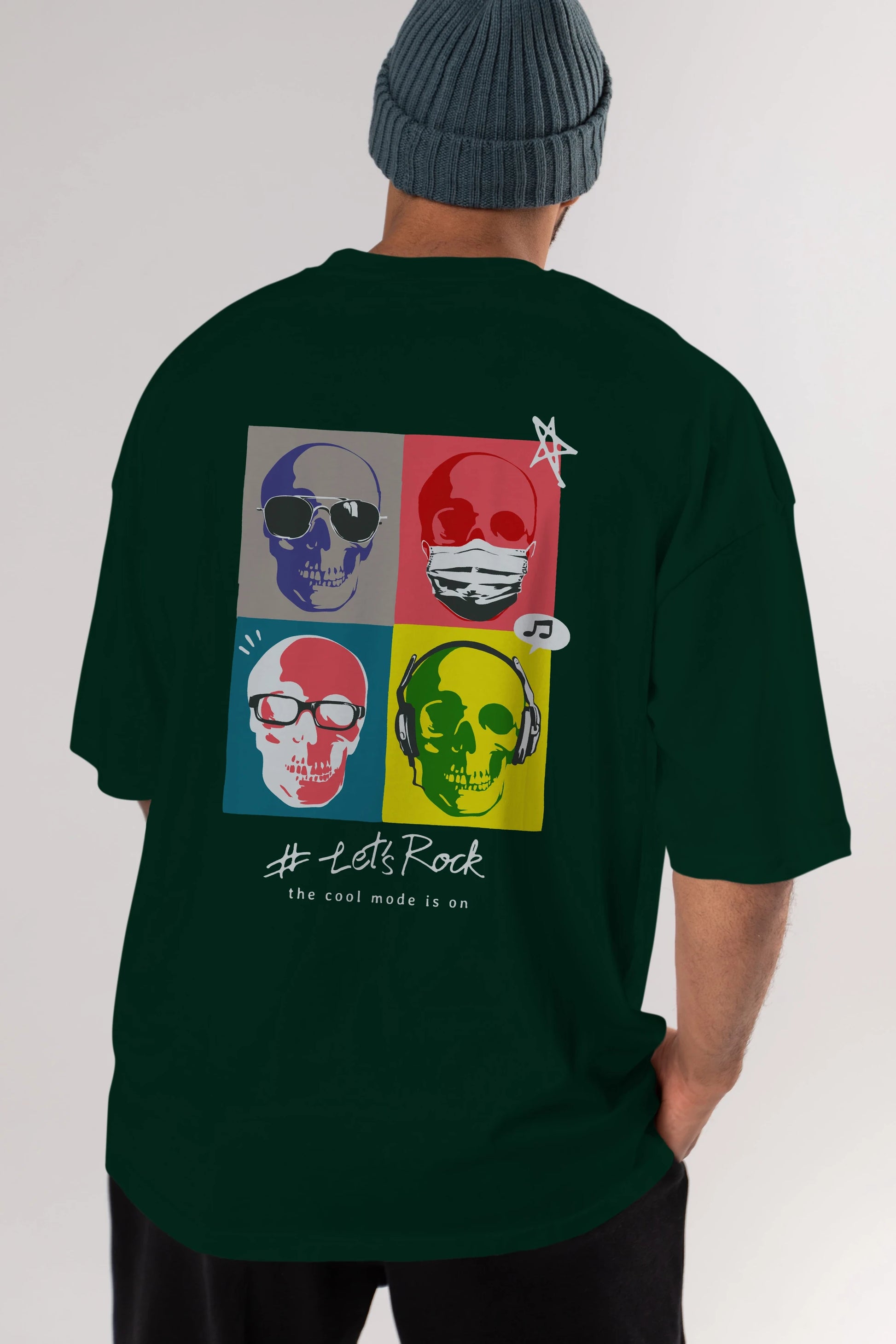 Lets Rock Arka Baskılı Oversize t-shirt Erkek Kadın Unisex