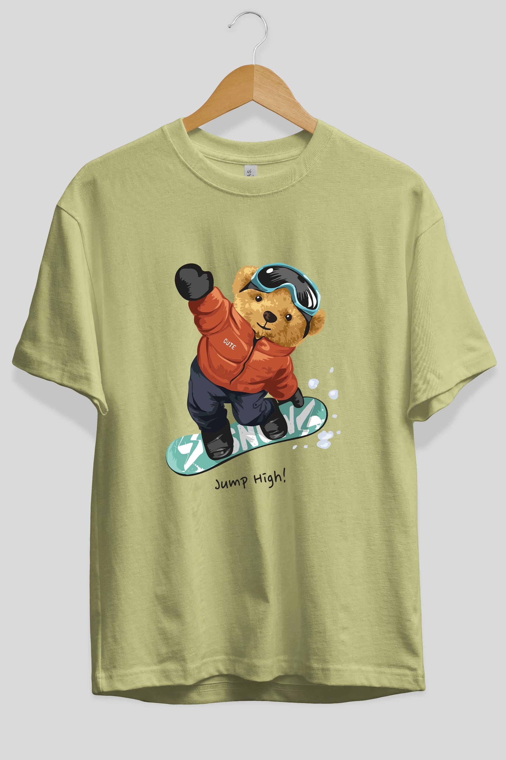 Teddy Bear Jump High Ön Baskılı Oversize t-shirt Erkek Kadın Unisex %100 Pamuk