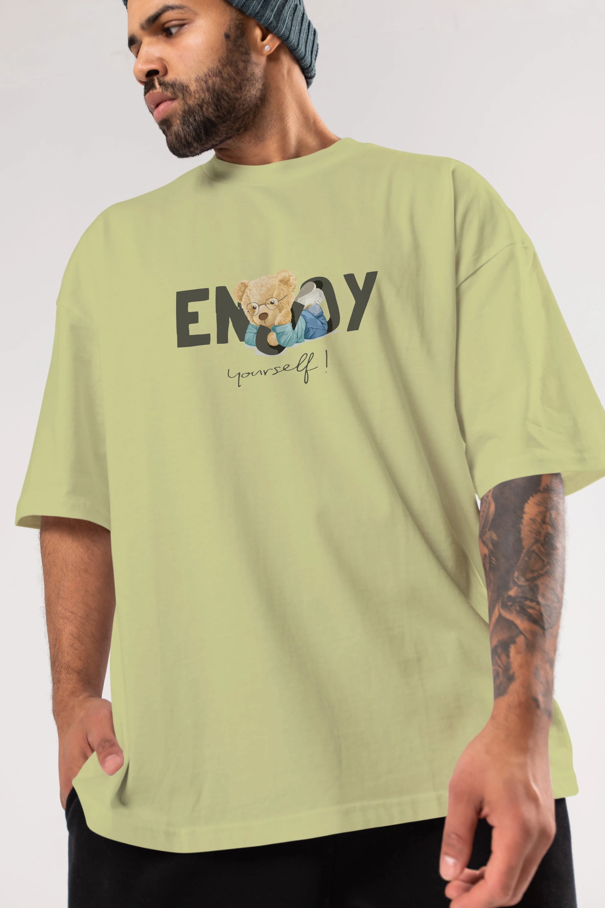 Teddy Bear Yourself Ön Baskılı Oversize t-shirt Erkek Kadın Unisex %100 Pamuk