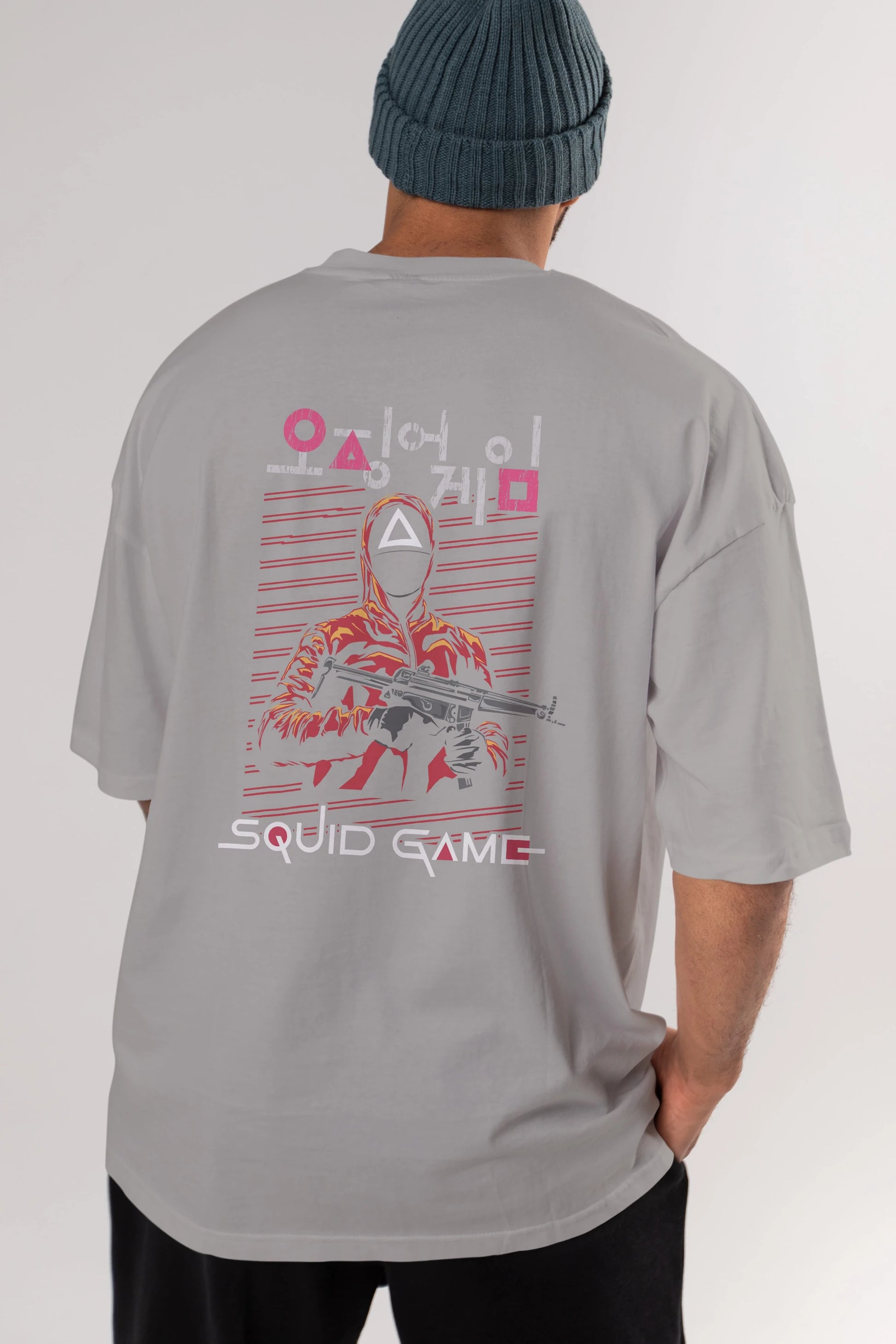Squid Game (2) Arka Baskılı Oversize t-shirt Erkek Kadın Unisex %100 Pamuk Bisiklet Yaka tişort