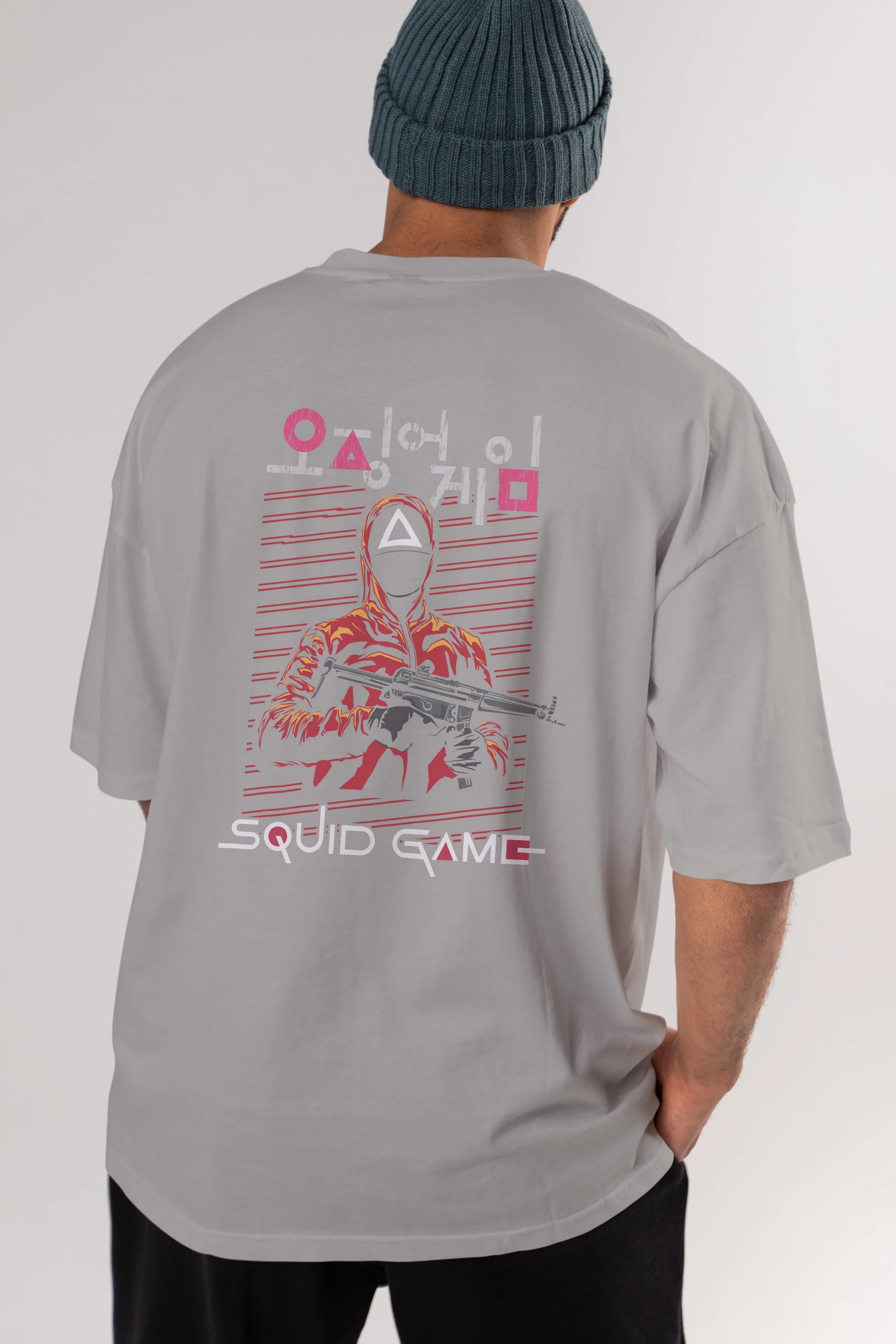 Squid Game (2) Arka Baskılı Oversize t-shirt Erkek Kadın Unisex %100 Pamuk Bisiklet Yaka tişort