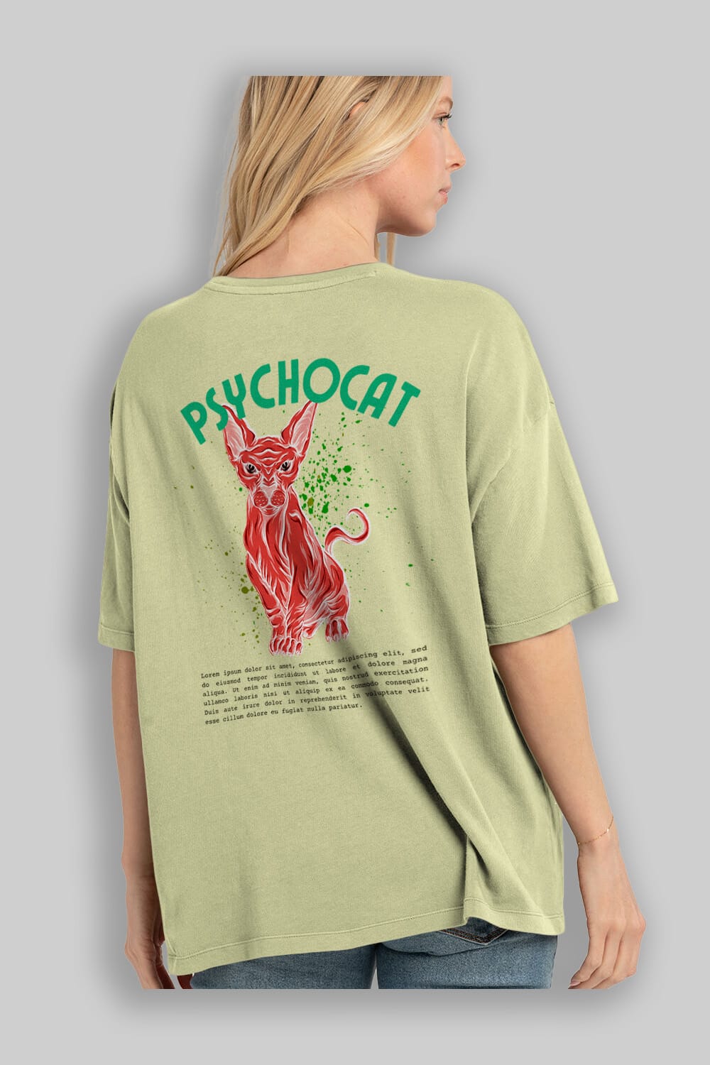 Psychocat Arka Baskılı Oversize t-shirt Erkek Kadın Unisex