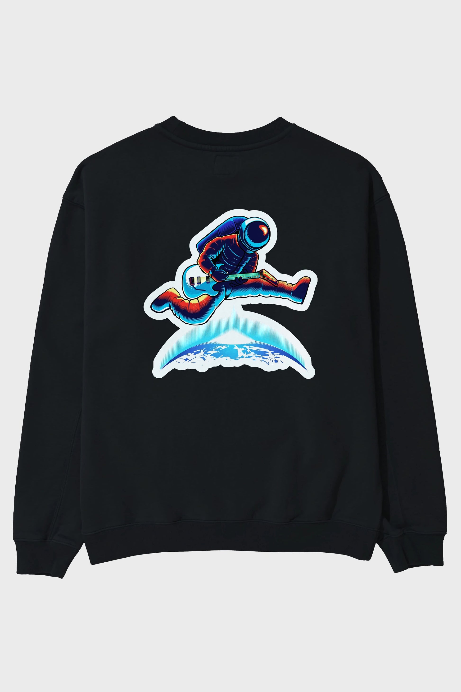 Astroguitar Sticker Arka Baskılı Oversize Sweatshirt Erkek Kadın Unisex