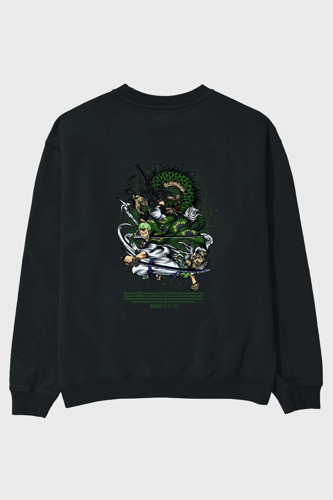Zoro Anime Arka Baskılı Oversize Sweatshirt Erkek Kadın Unisex