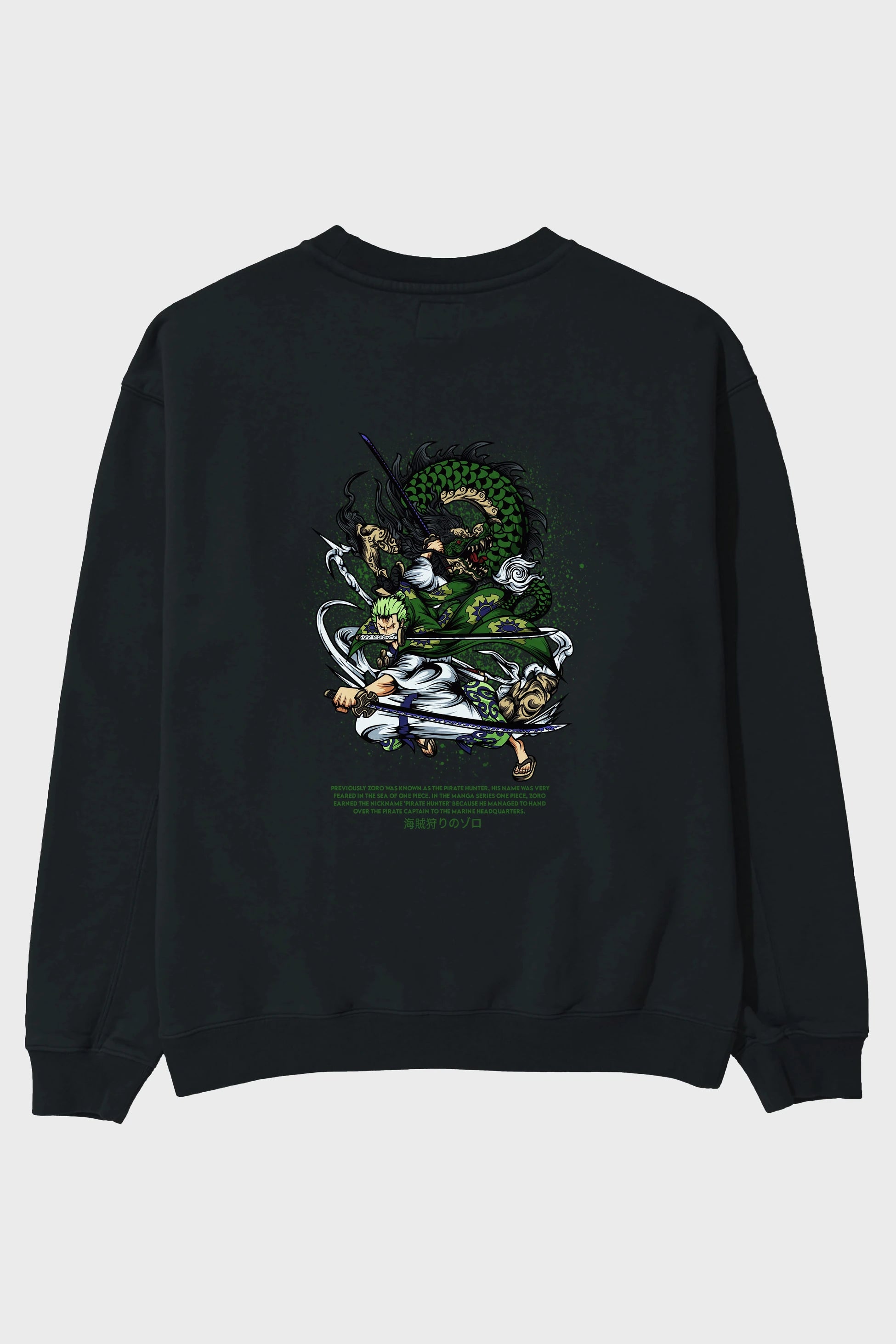 Zoro Anime Arka Baskılı Oversize Sweatshirt Erkek Kadın Unisex