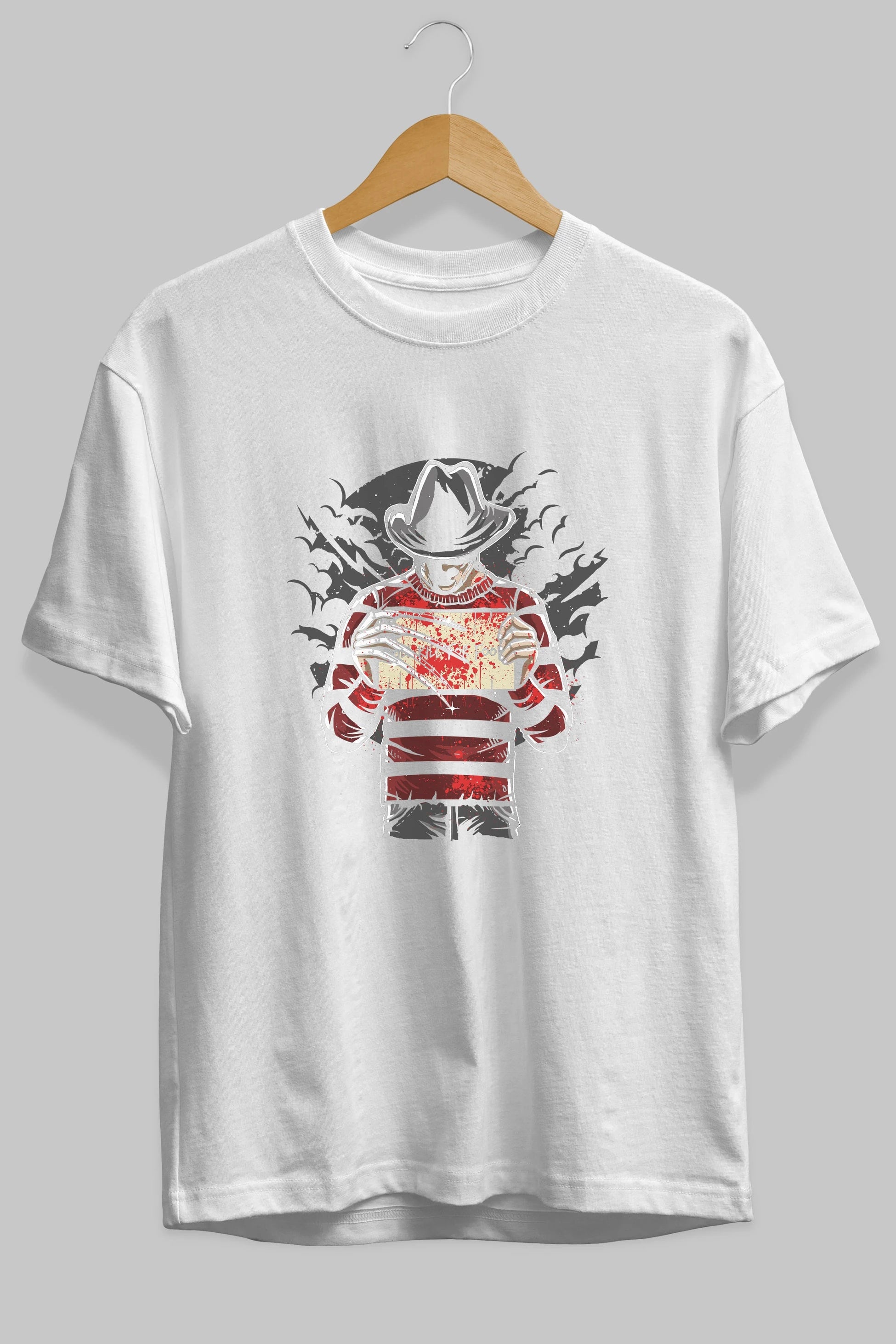 Freddy Will Kill For Food Ön Baskılı Oversize t-shirt Erkek Kadın Unisex %100 Pamuk tişort