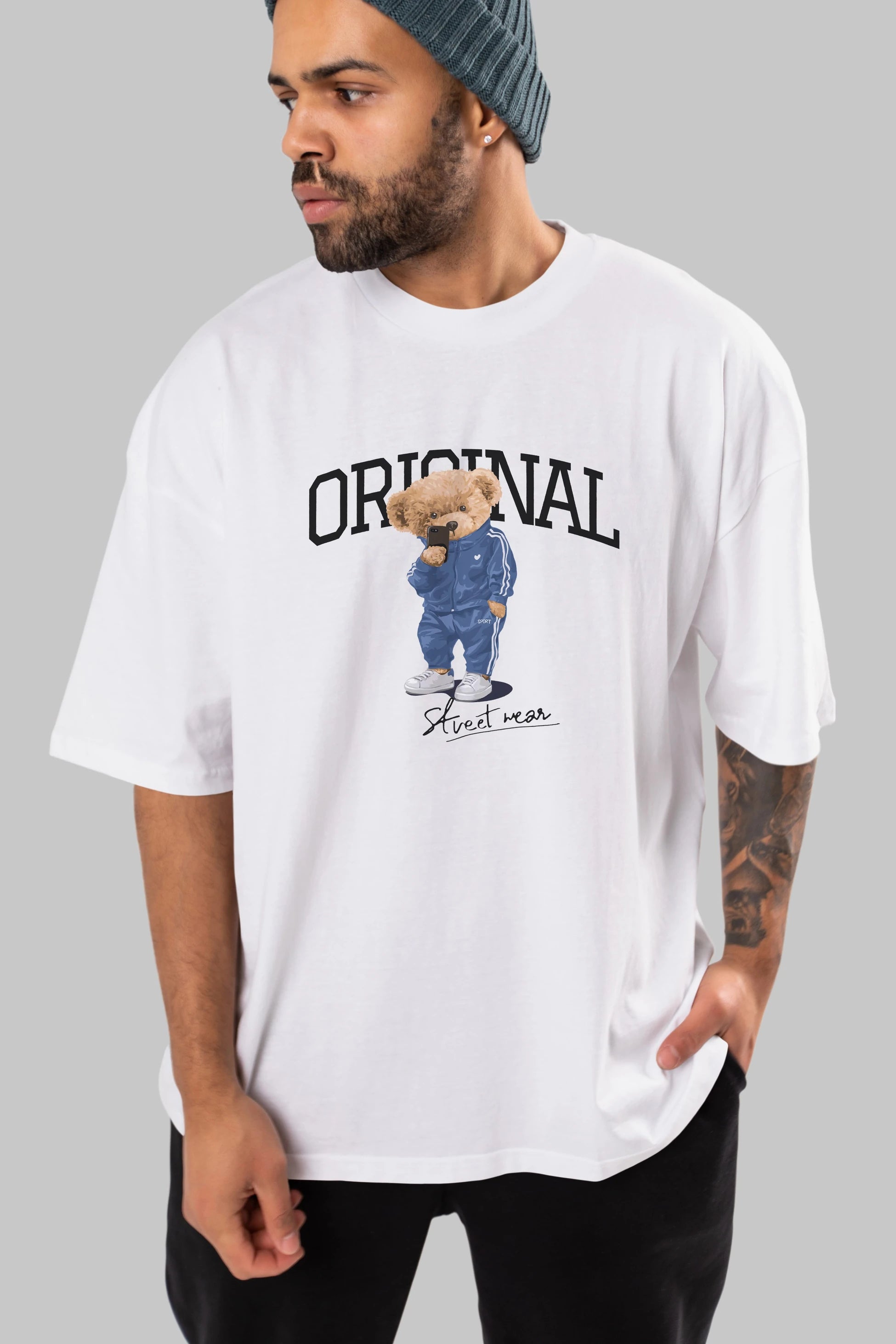 Teddy Bear Original Ön Baskılı Oversize t-shirt Erkek Kadın Unisex %100 Pamuk