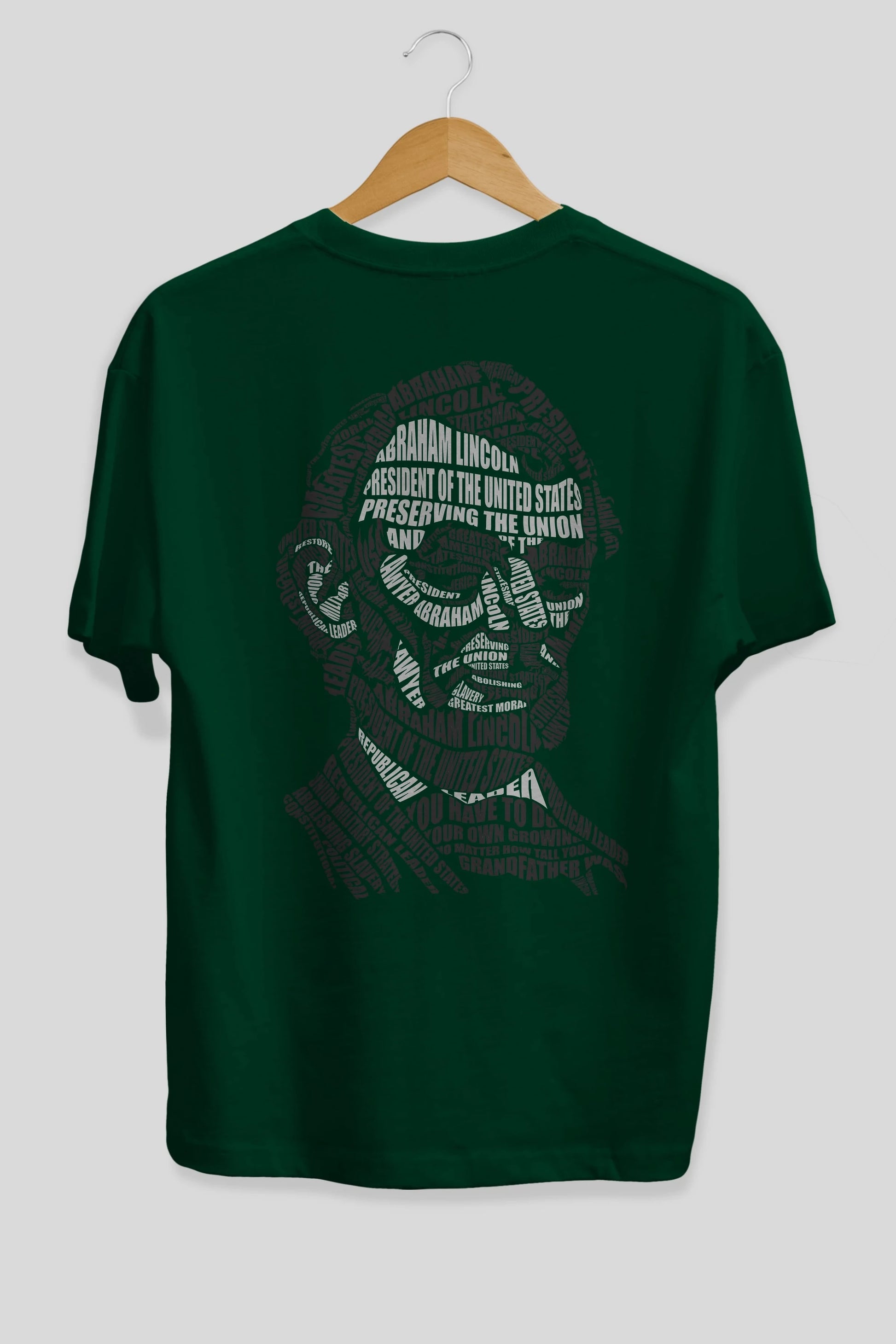 Abraham Lincoln Calligram Arka Baskılı Oversize t-shirt %100 pamuk Erkek Kadın Unisex