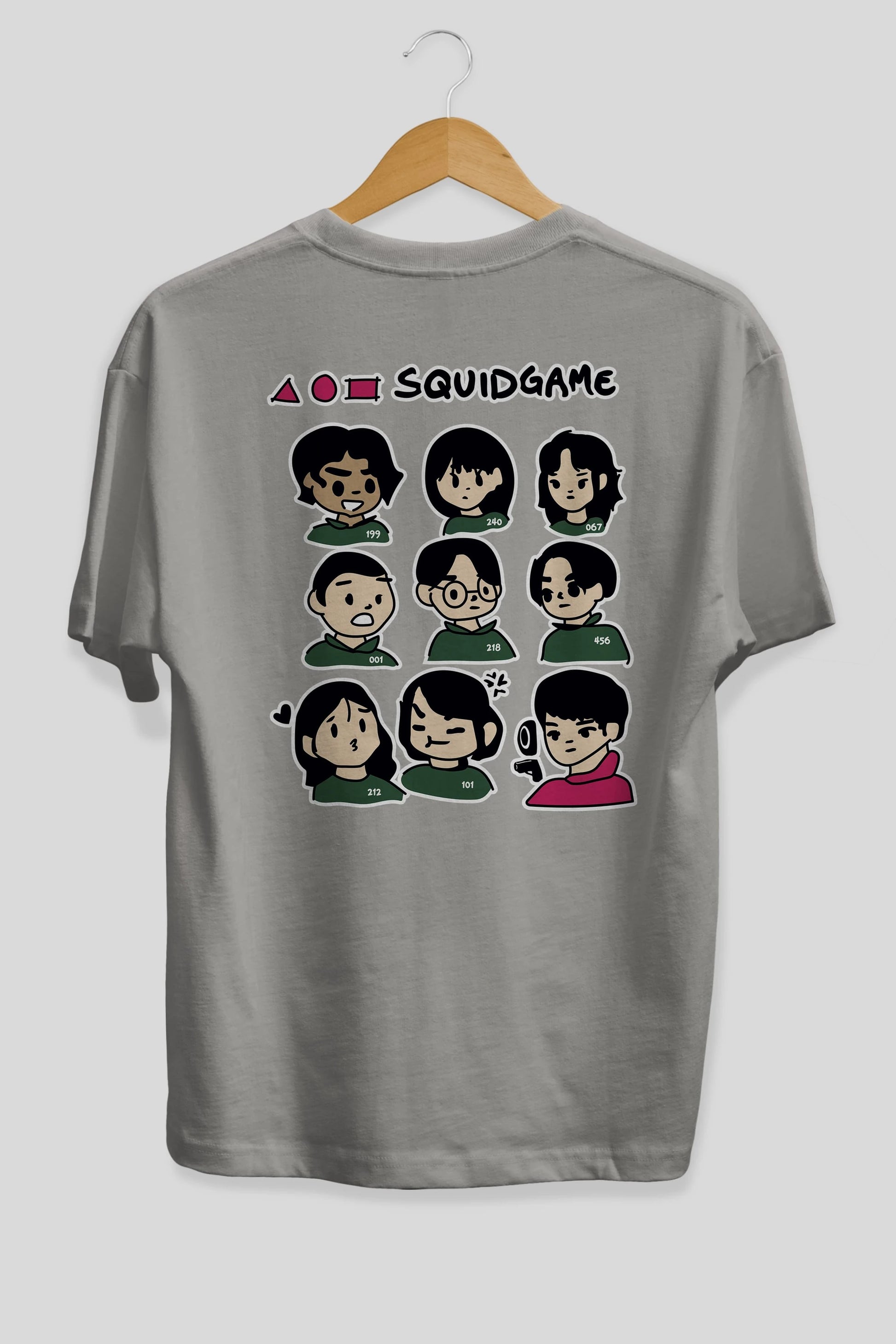 Squid Game (3) Arka Baskılı Oversize t-shirt Erkek Kadın Unisex %100 Pamuk Bisiklet Yaka tişort
