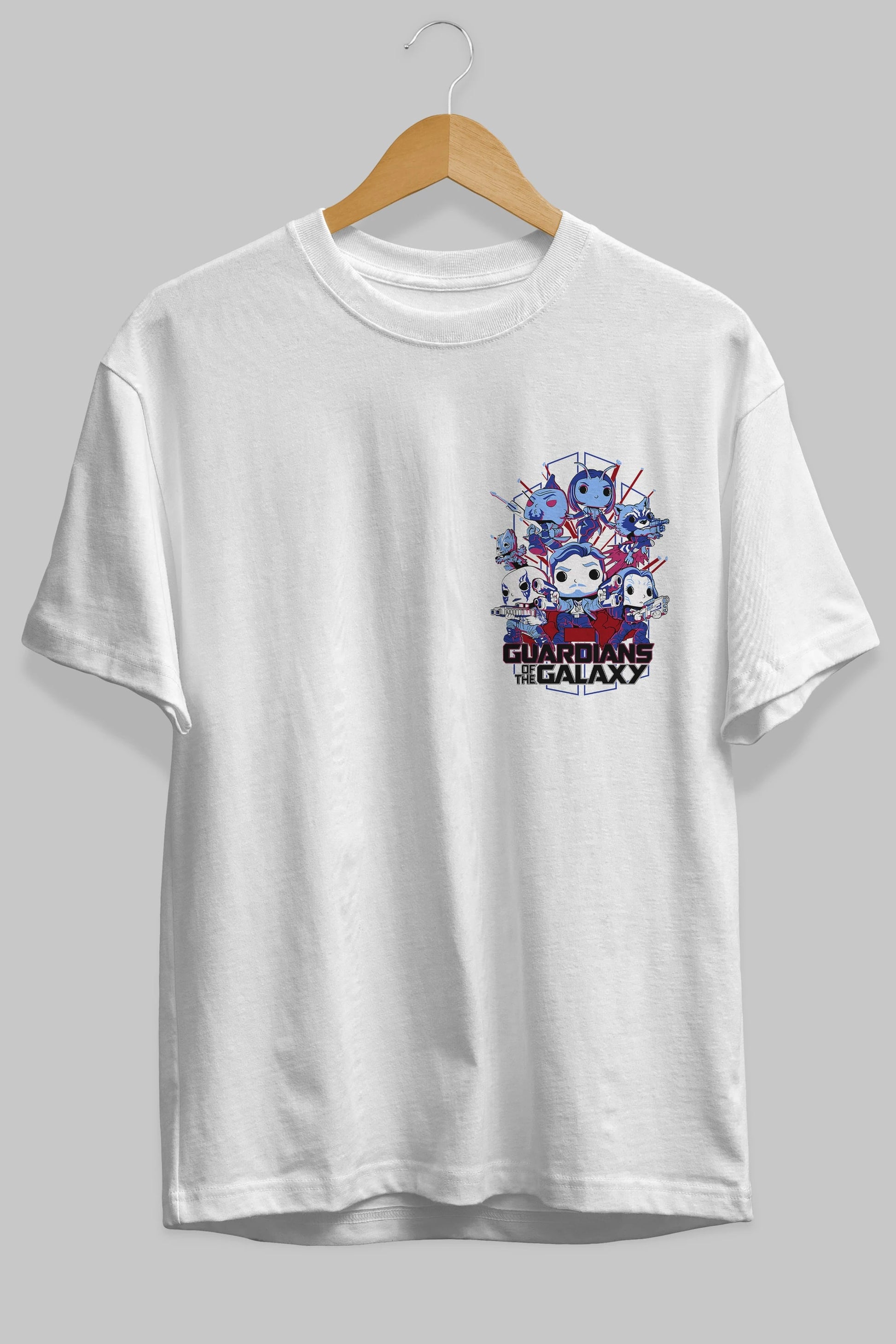 Guardians of the Galaxy Ön Sol Baskılı Oversize t-shirt Erkek Kadın Unisex %100 Pamuk Bisiklet Yaka tişort