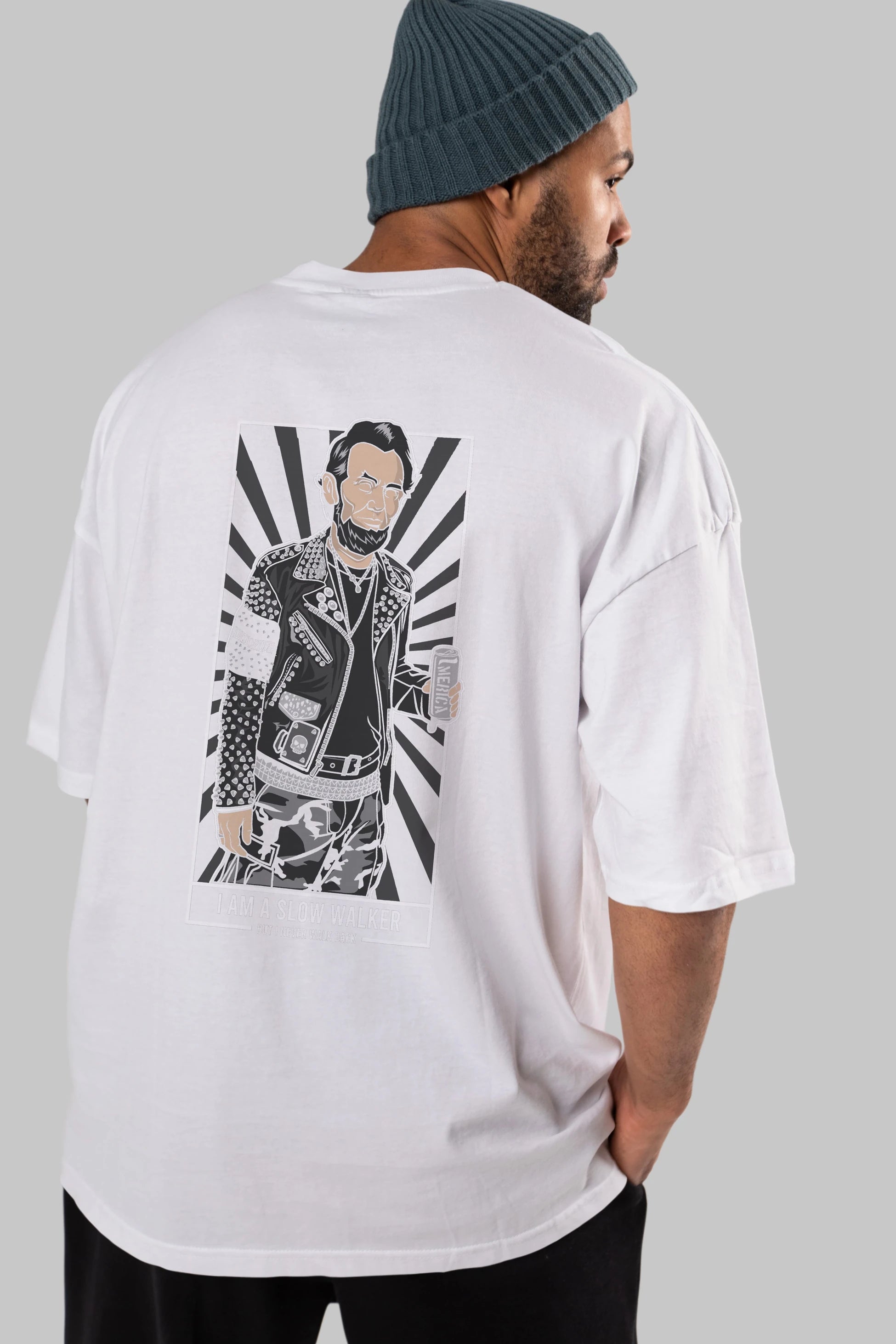 Lincoln Street Punk Arka Baskılı Oversize t-shirt Erkek Kadın Unisex %100 Pamuk tişort