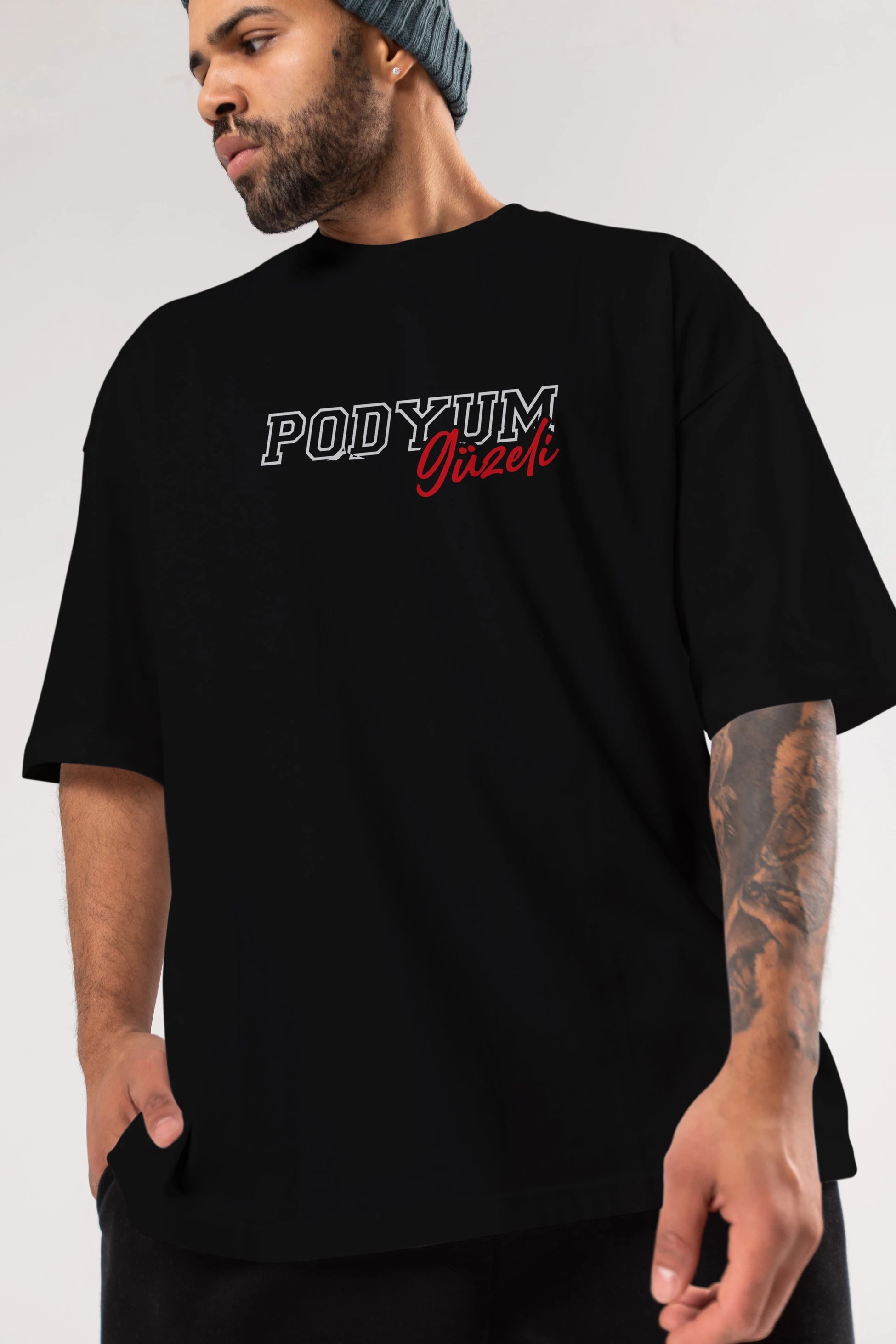 Podyum Güzeli Ön Baskılı Oversize t-shirt %100 pamuk Erkek Kadın Unisex