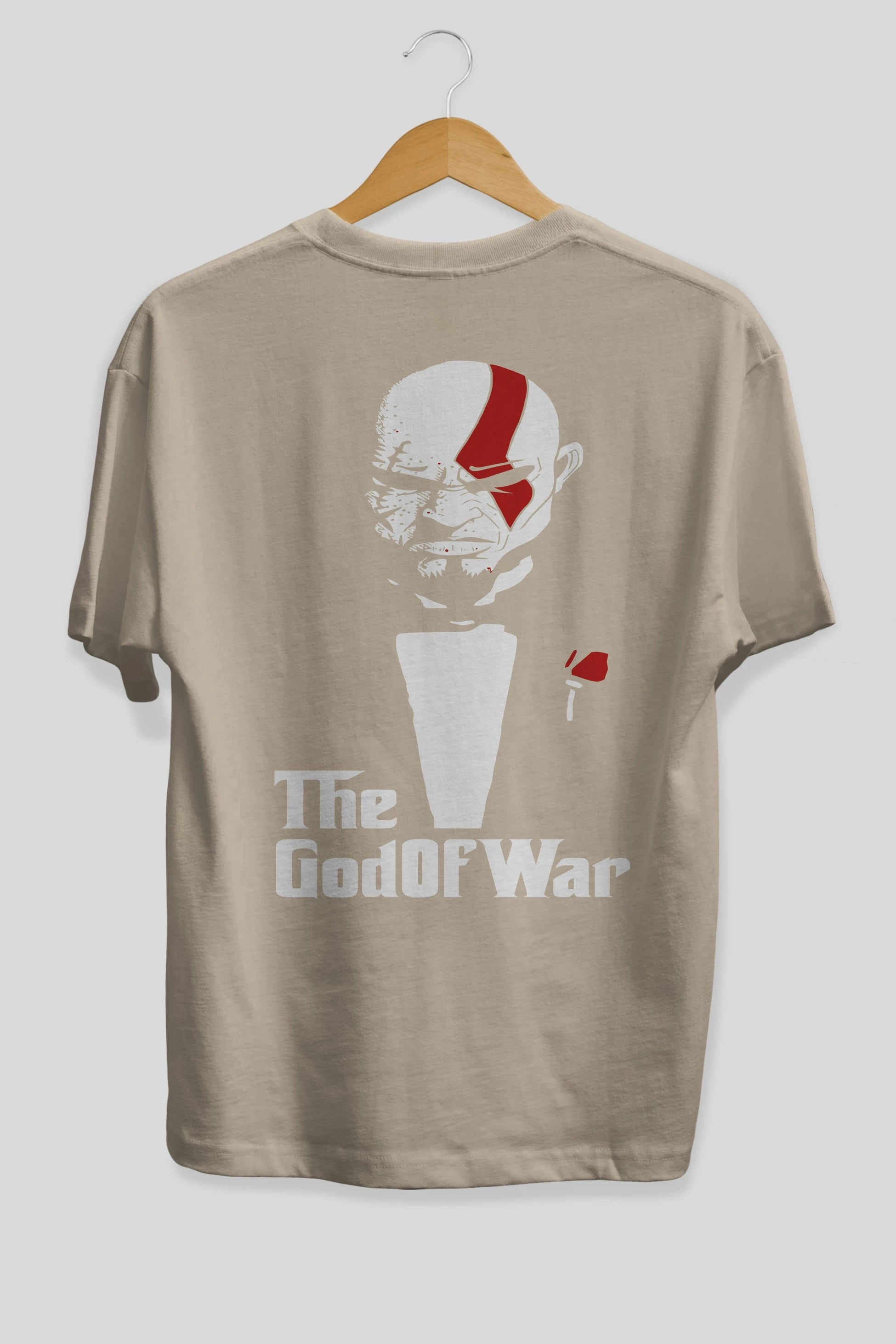 The God of War Arka Baskılı Oversize t-shirt Erkek Kadın Unisex %100 Pamuk Bisiklet Yaka tişort