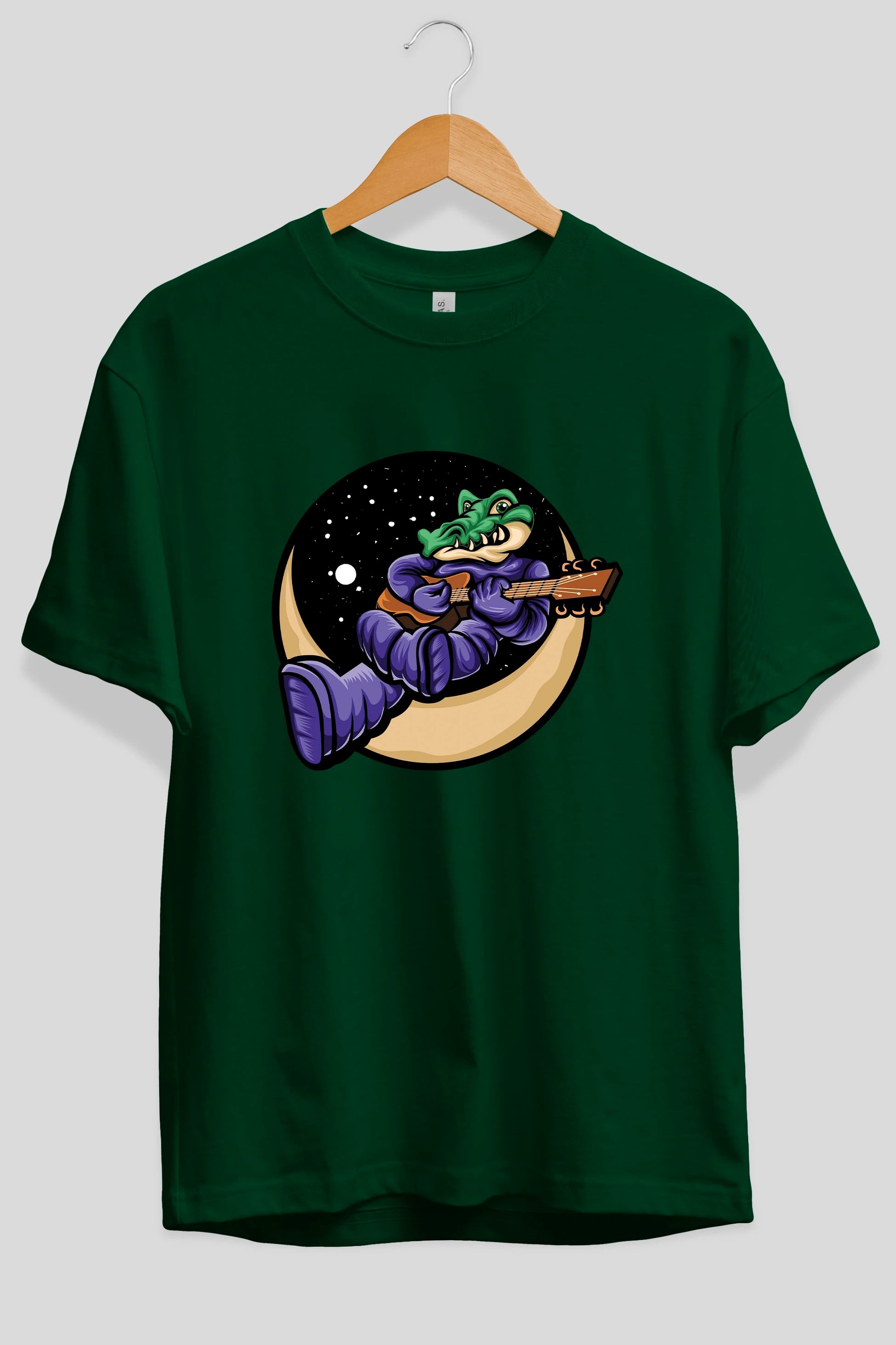 Space Crocodile Ön Baskılı Oversize t-shirt Erkek Kadın Unisex