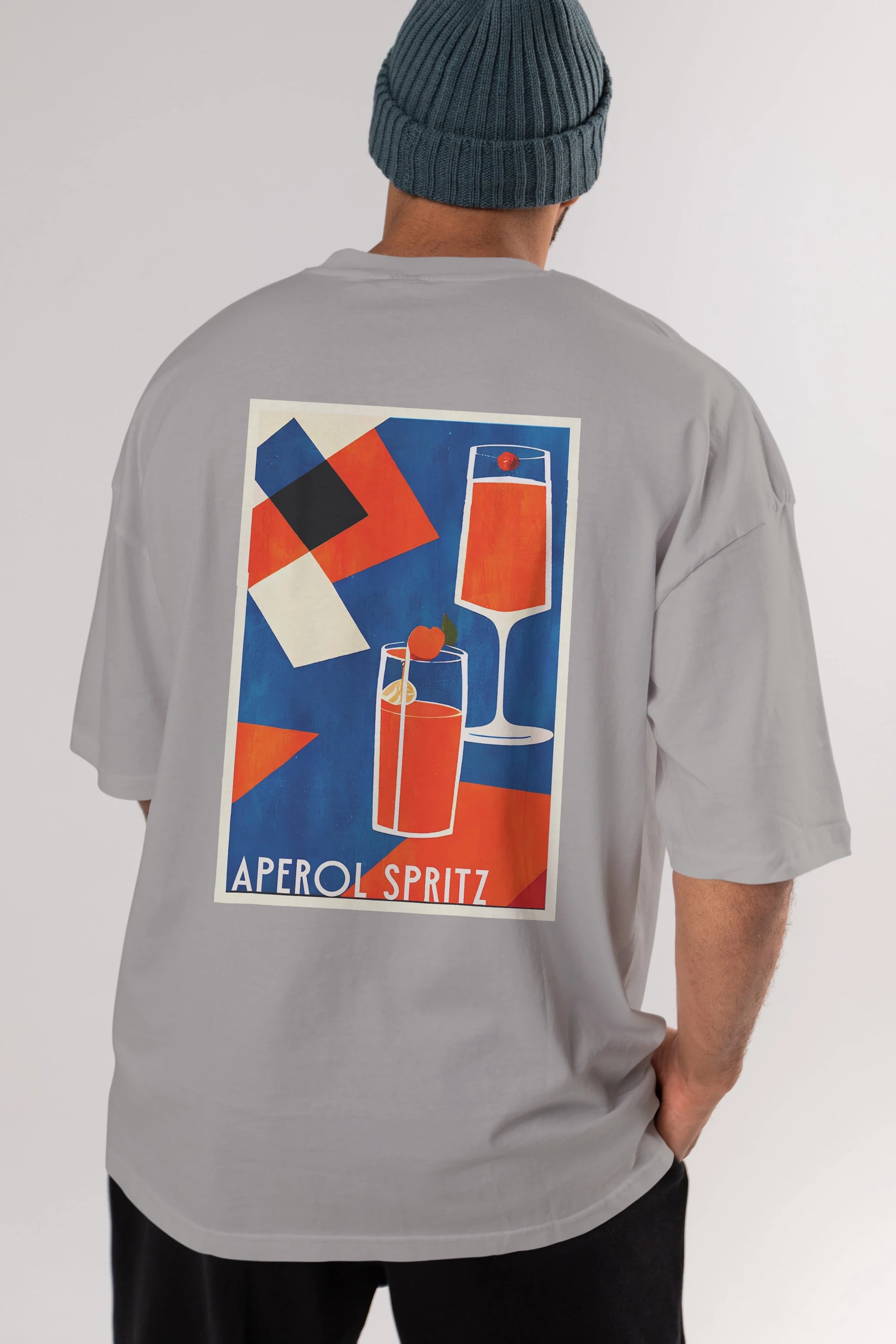 Aperol Spritz 4 Arka Baskılı Oversize t-shirt Erkek Kadın Unisex %100 Pamuk Bisiklet Yaka tişort