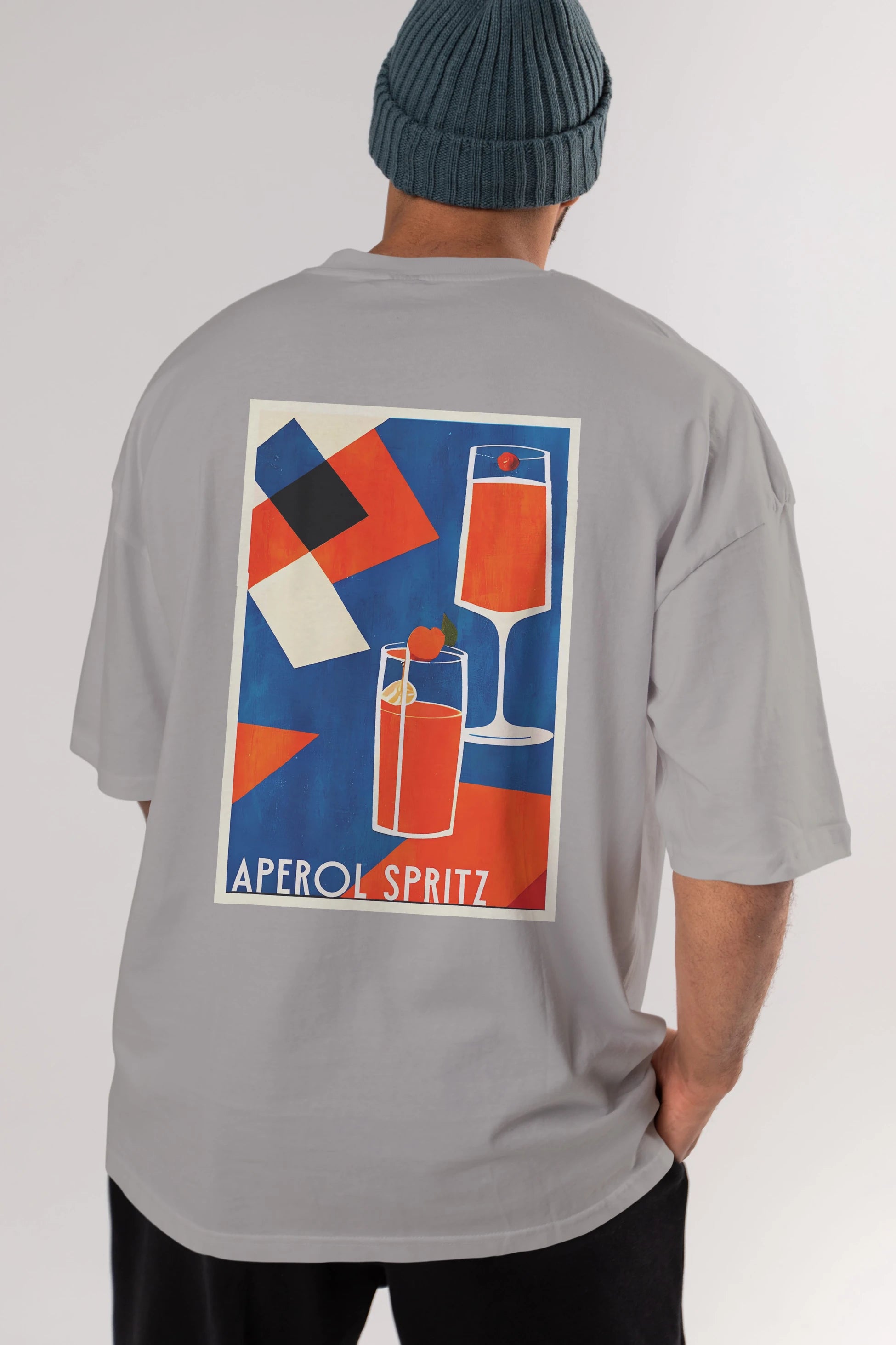 Aperol Spritz 4 Arka Baskılı Oversize t-shirt Erkek Kadın Unisex %100 Pamuk Bisiklet Yaka tişort
