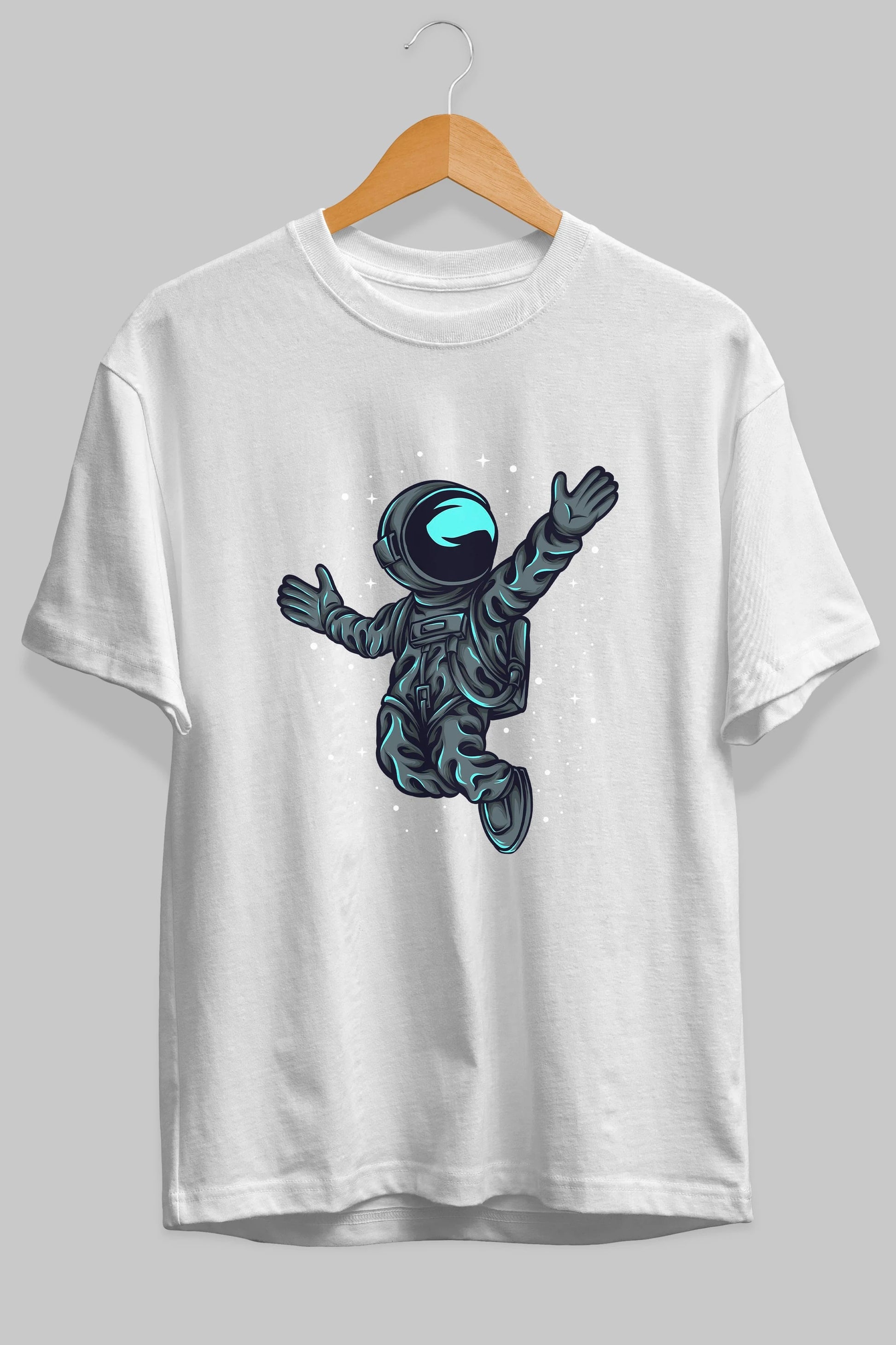 Happy Astronaut Ön Baskılı Oversize t-shirt Erkek Kadın Unisex