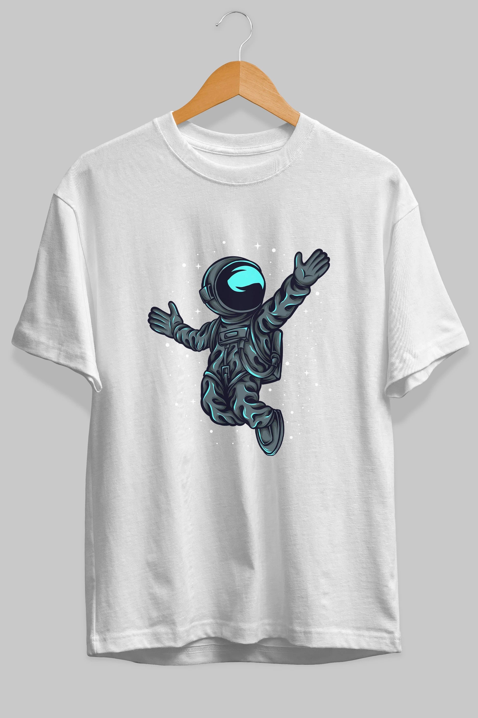 Happy Astronaut Ön Baskılı Oversize t-shirt Erkek Kadın Unisex