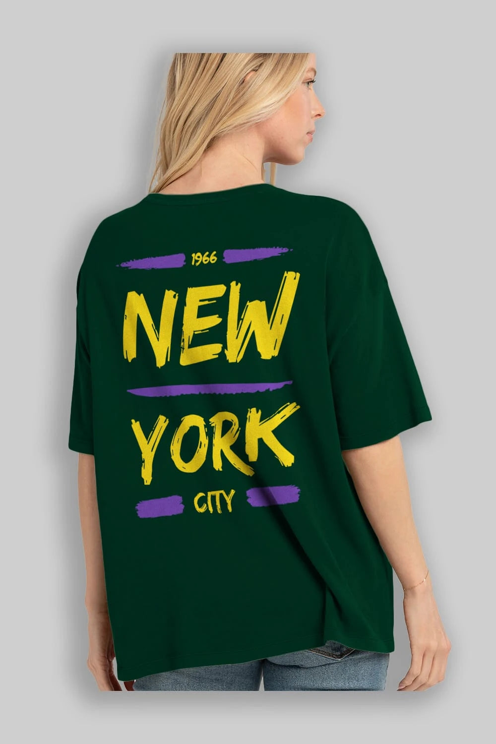New York City 2 Arka Baskılı Oversize t-shirt Erkek Kadın Unisex