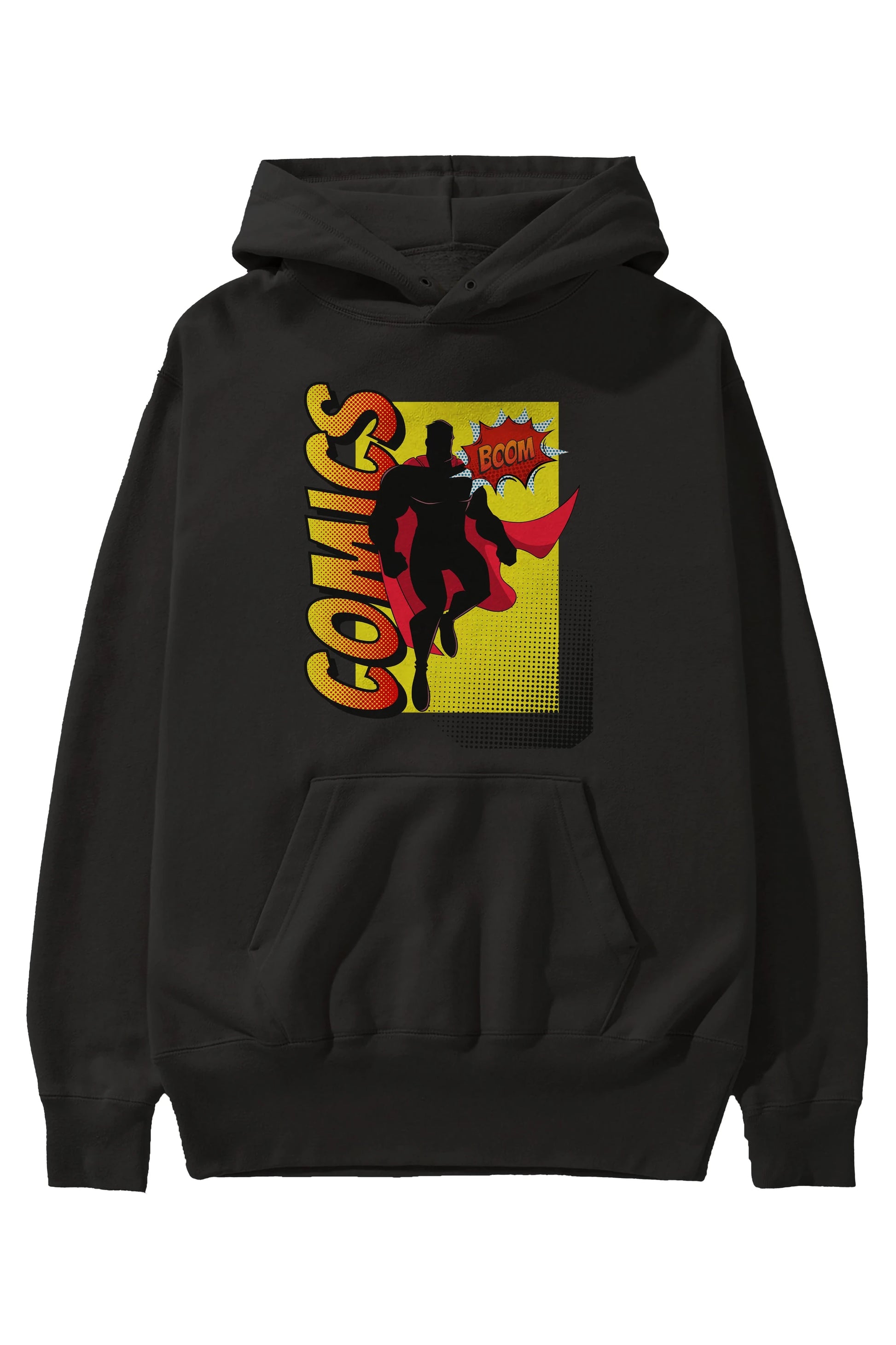Comics Boom Ön Baskılı Oversize Hoodie Kapüşonlu Sweatshirt Erkek Kadın Unisex