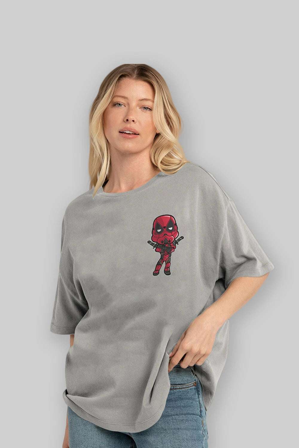 Deadpool (22) Ön Sol Baskılı Oversize t-shirt Erkek Kadın Unisex %100 Pamuk Bisiklet Yaka tişort