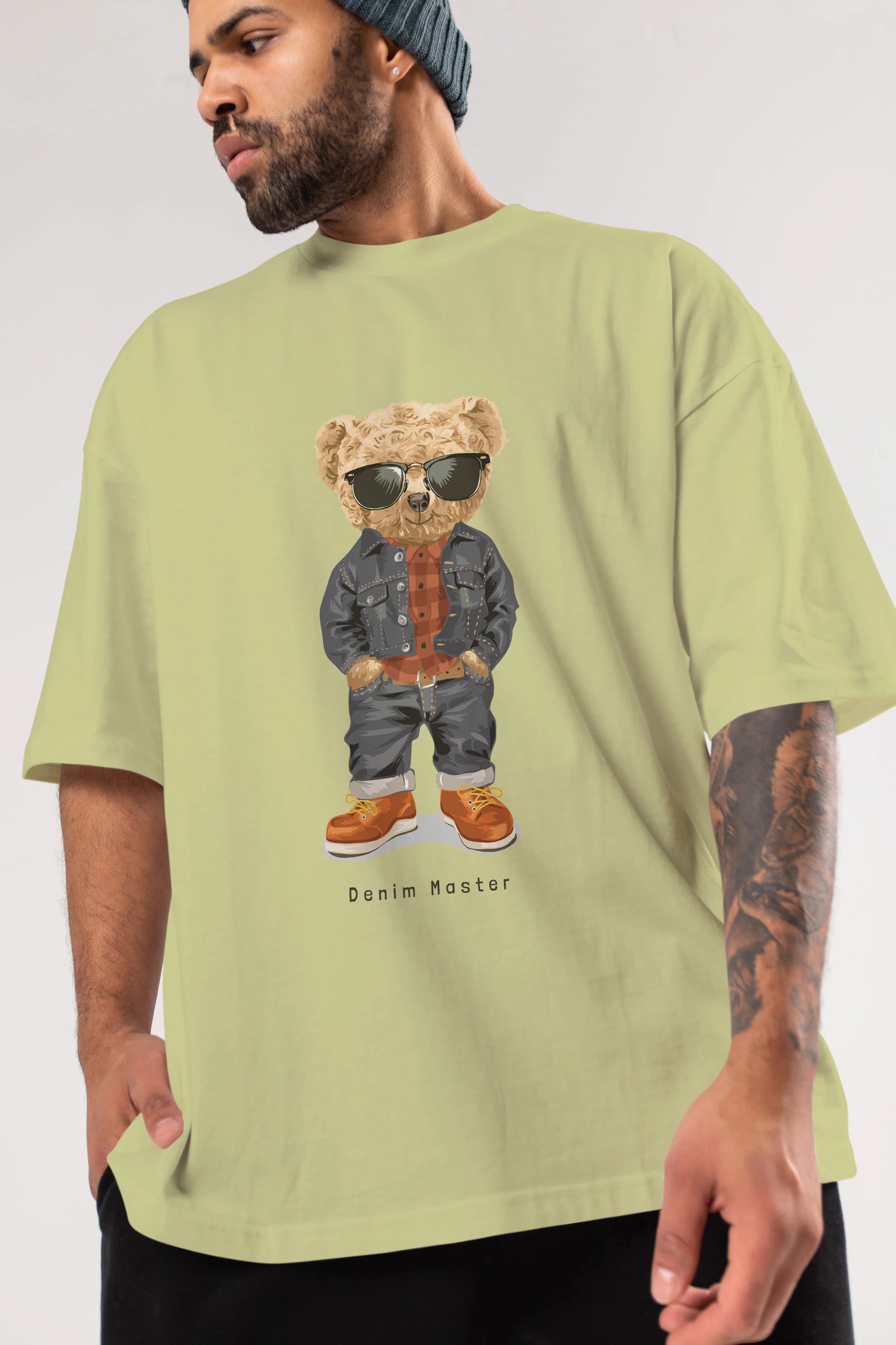 Teddy Bear Tarz Ön Baskılı Oversize t-shirt Erkek Kadın Unisex %100 Pamuk