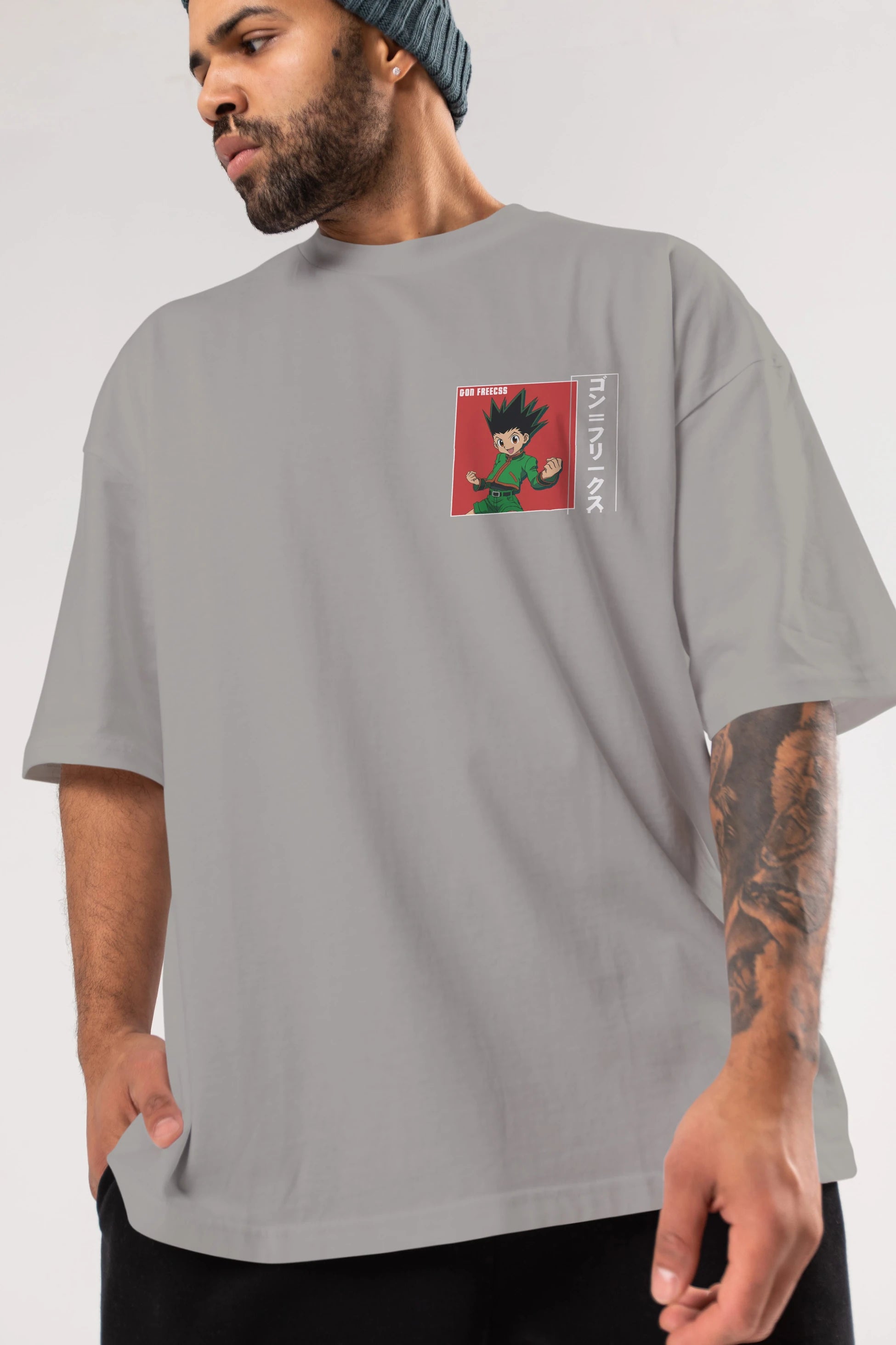 Gon Freecss HUNTER X HUNTER 5 Ön Sol Baskılı Oversize t-shirt Erkek Kadın Unisex %100 Pamuk Bisiklet Yaka tişort