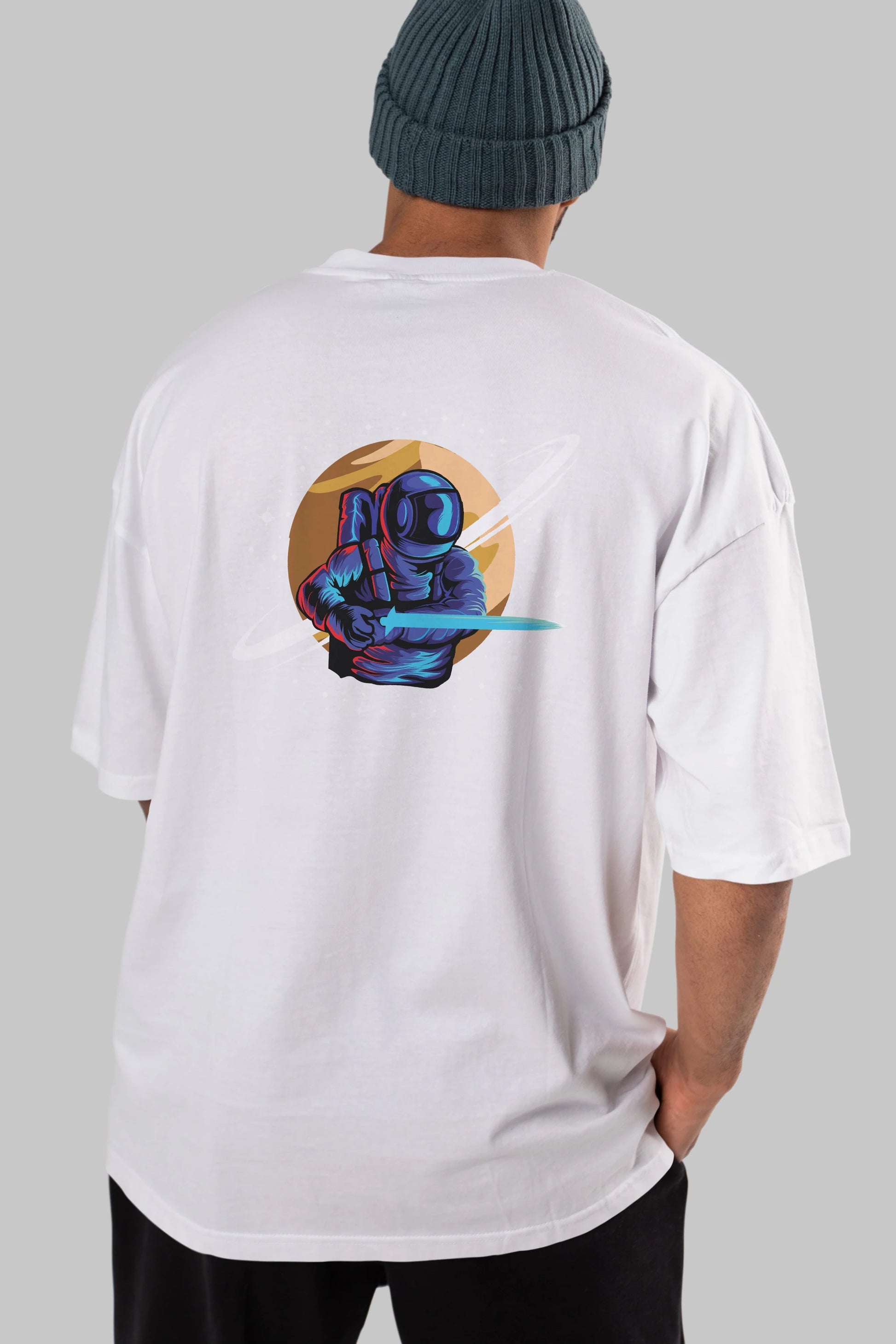 Astro Knight Arka Baskılı Oversize t-shirt Erkek Kadın Unisex