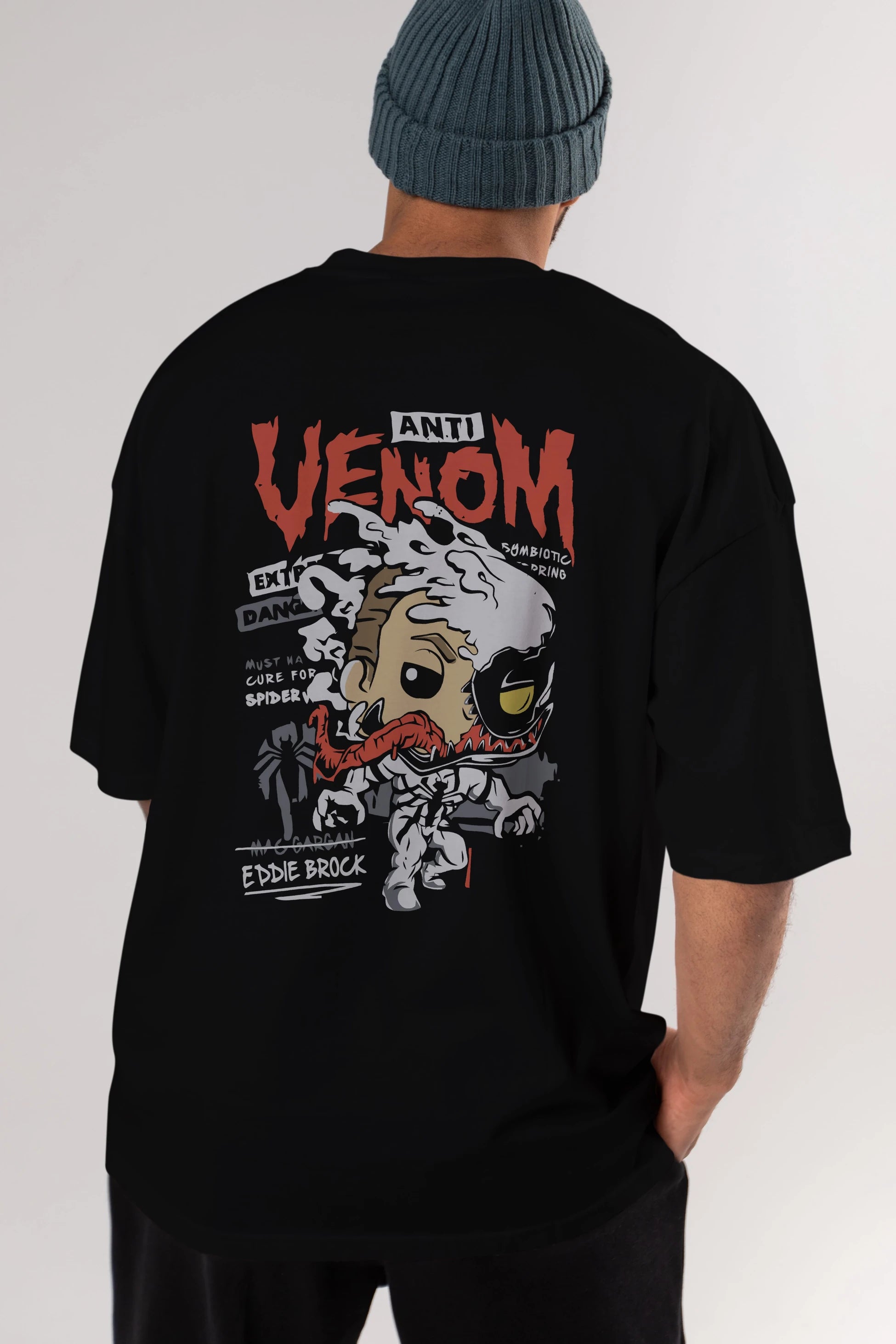 Venom (9) Arka Baskılı Oversize t-shirt Erkek Kadın Unisex %100 Pamuk Bisiklet Yaka tişort