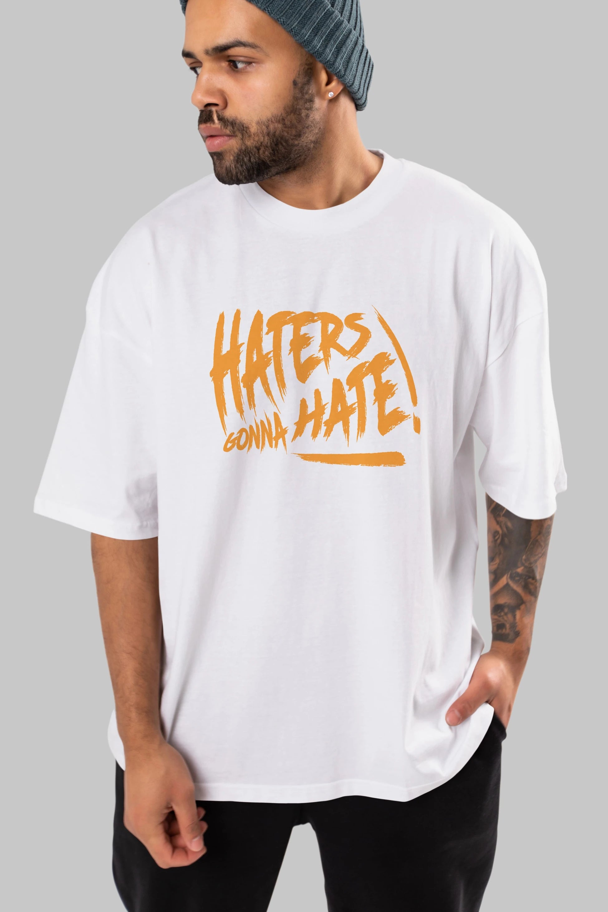 Hater Gonna Hate Ön Baskılı Oversize t-shirt Erkek Kadın Unisex
