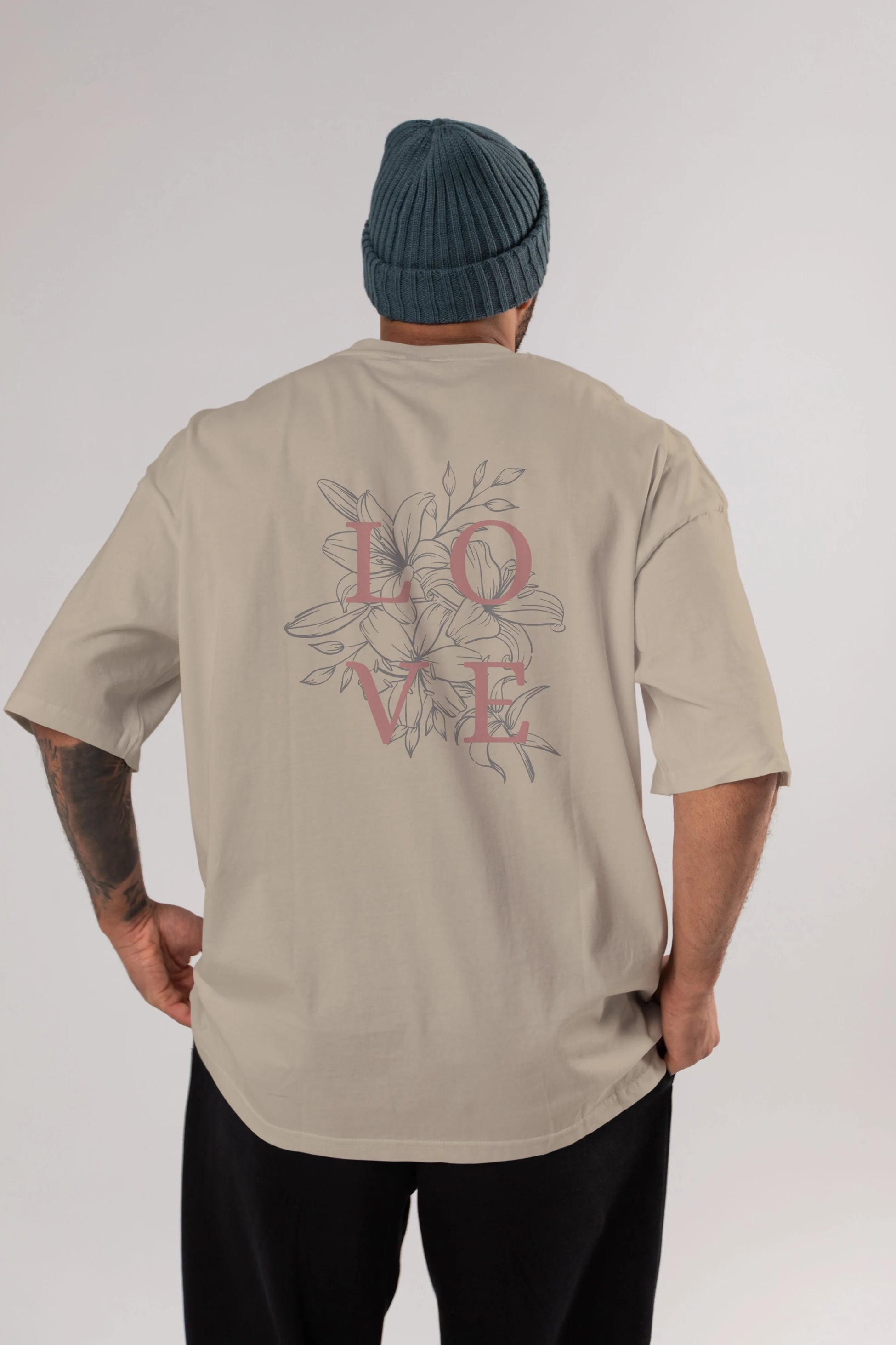 Love Yazılı Arka Baskılı Oversize t-shirt Erkek Kadın Unisex