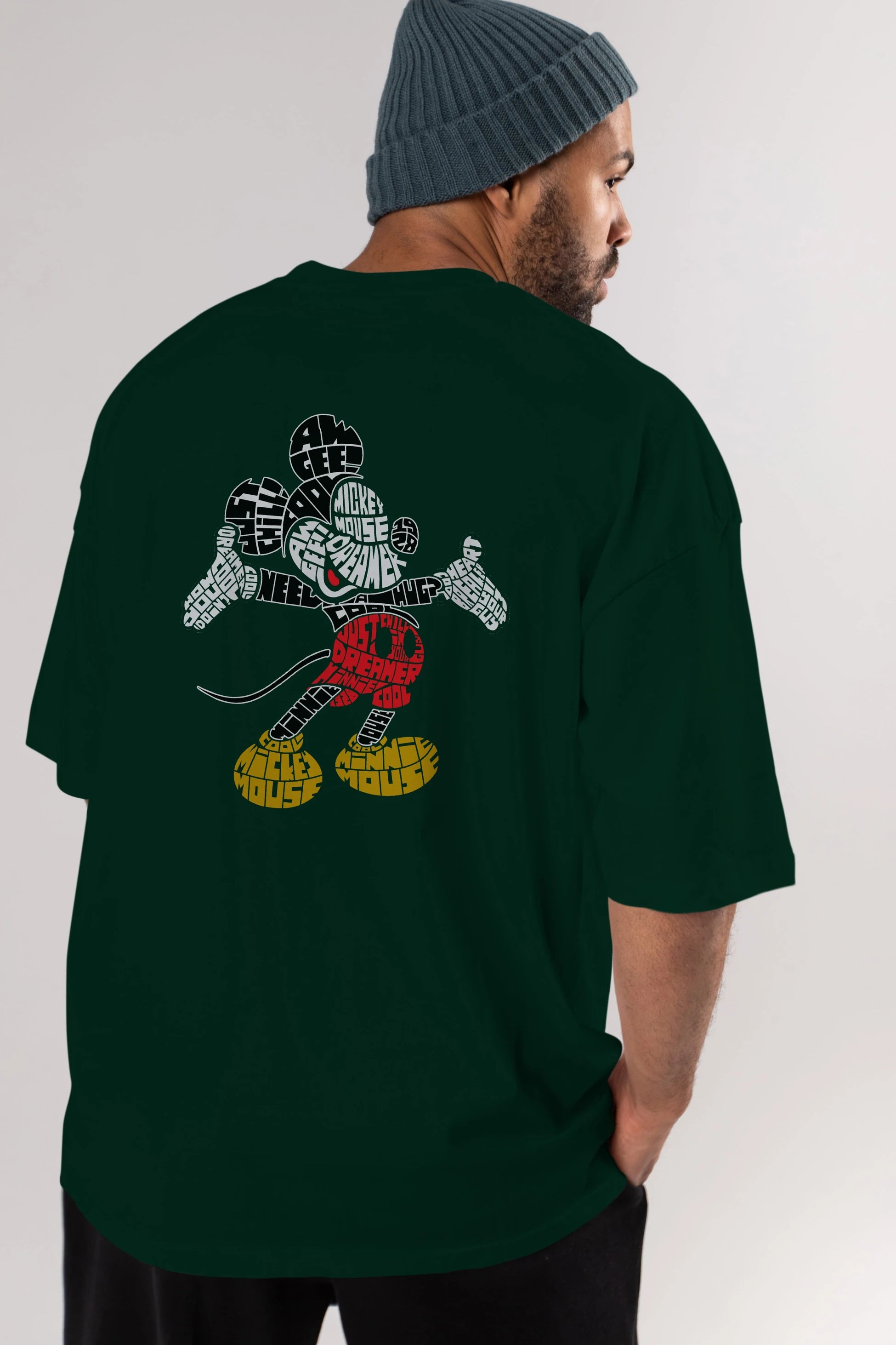 Mickey Arka Baskılı Oversize t-shirt %100 pamuk Erkek Kadın Unisex