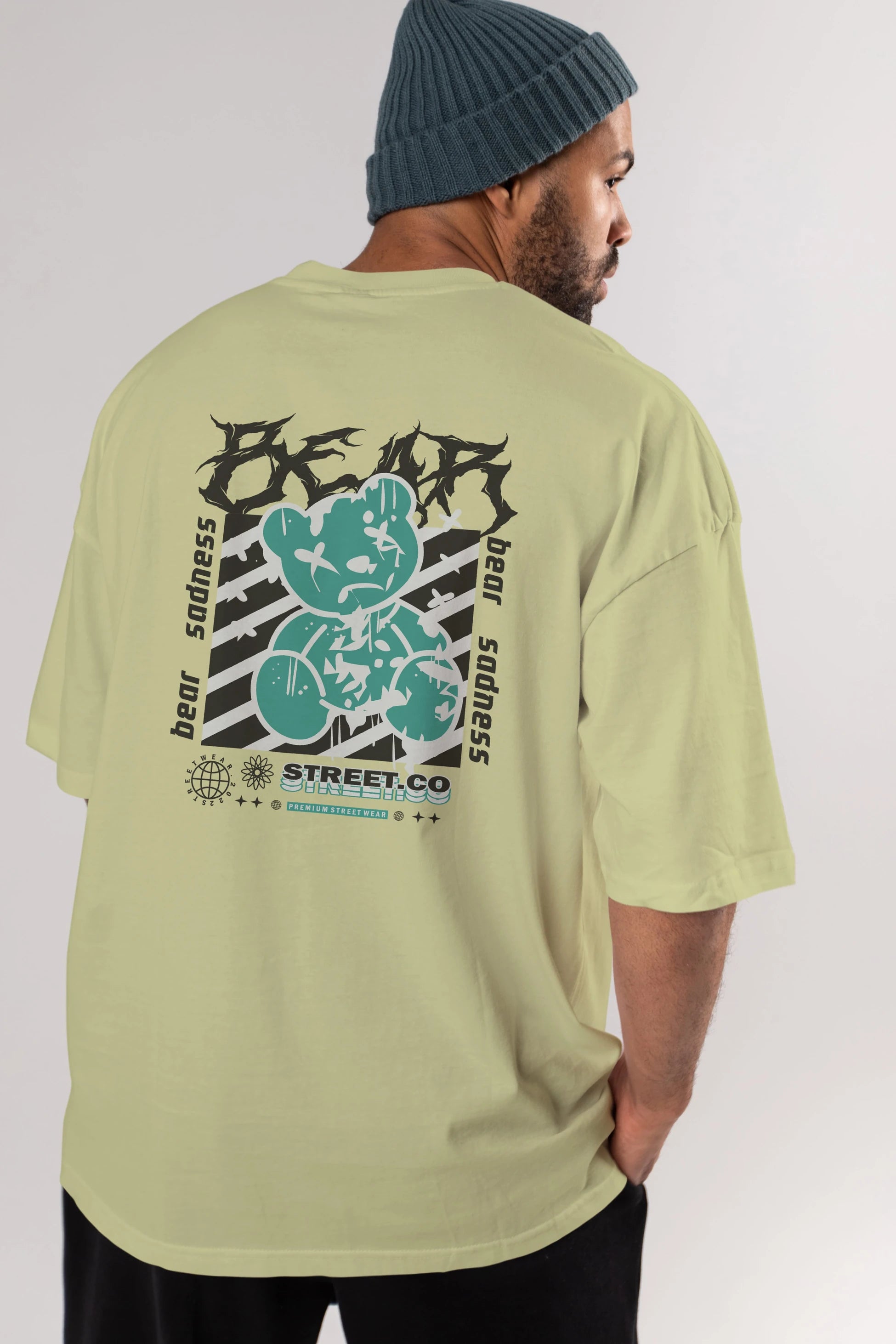 Bear Sadness Arka Baskılı Oversize t-shirt Erkek Kadın Unisex