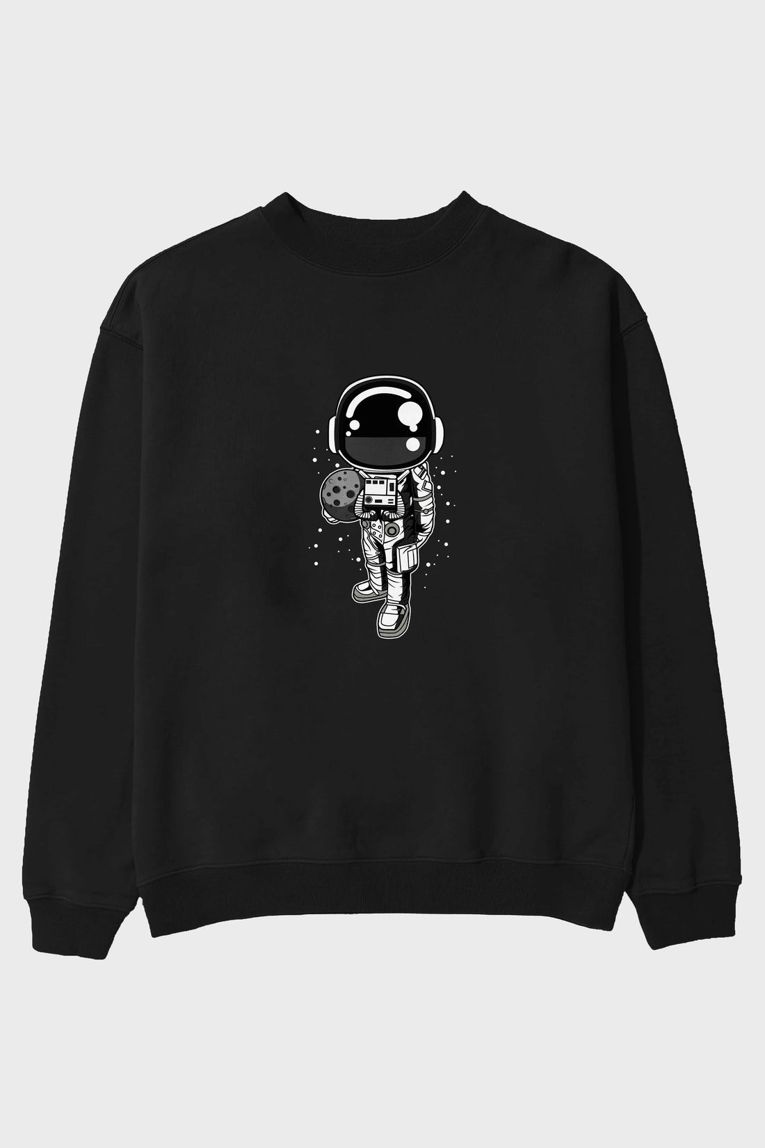 Astronaut Holding The Moon Ön Baskılı Oversize Sweatshirt Erkek Kadın Unisex