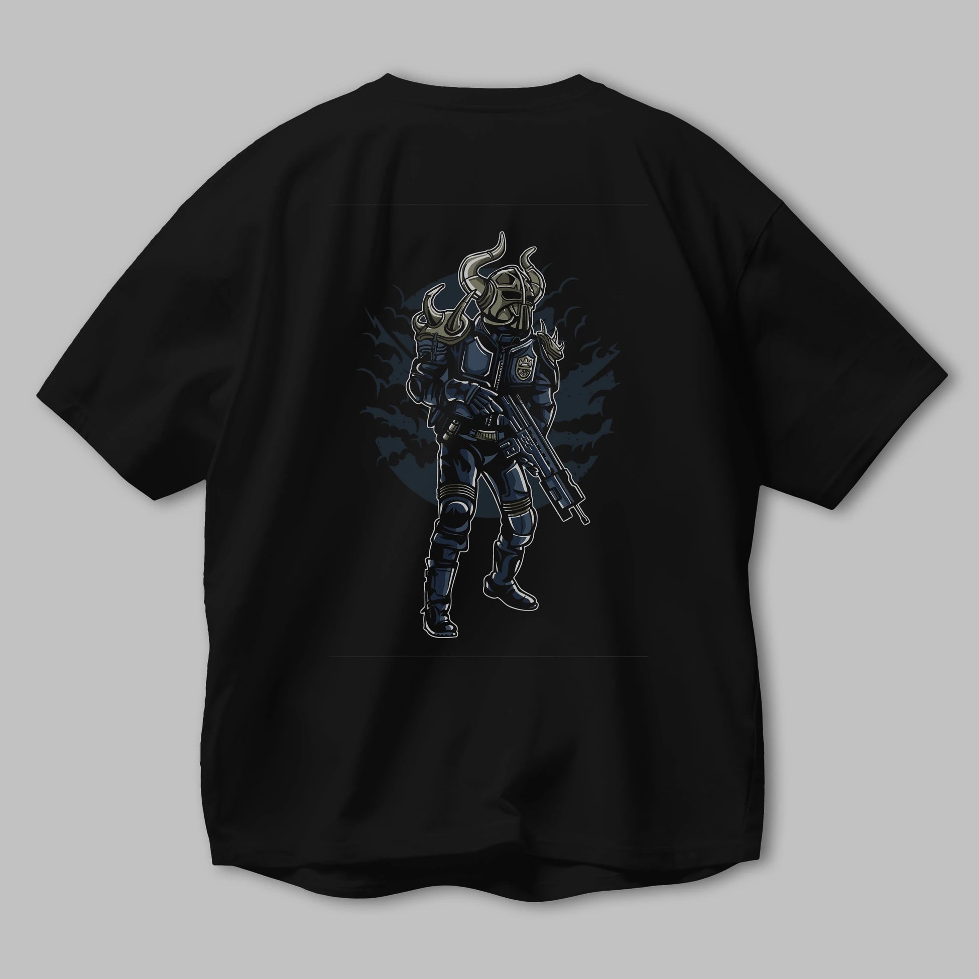 Viking Soldier Arka Baskılı Oversize t-shirt Erkek Kadın Unisex %100 Pamuk