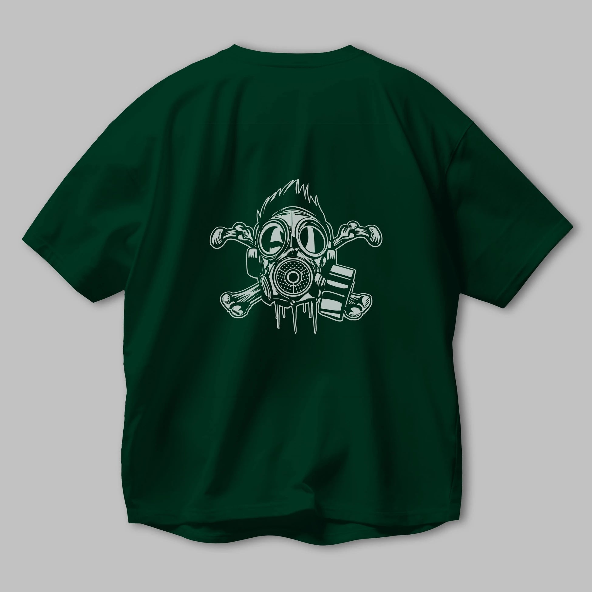 Cross Bones Gasmask Arka Baskılı Oversize t-shirt Erkek Kadın Unisex %100 Pamuk